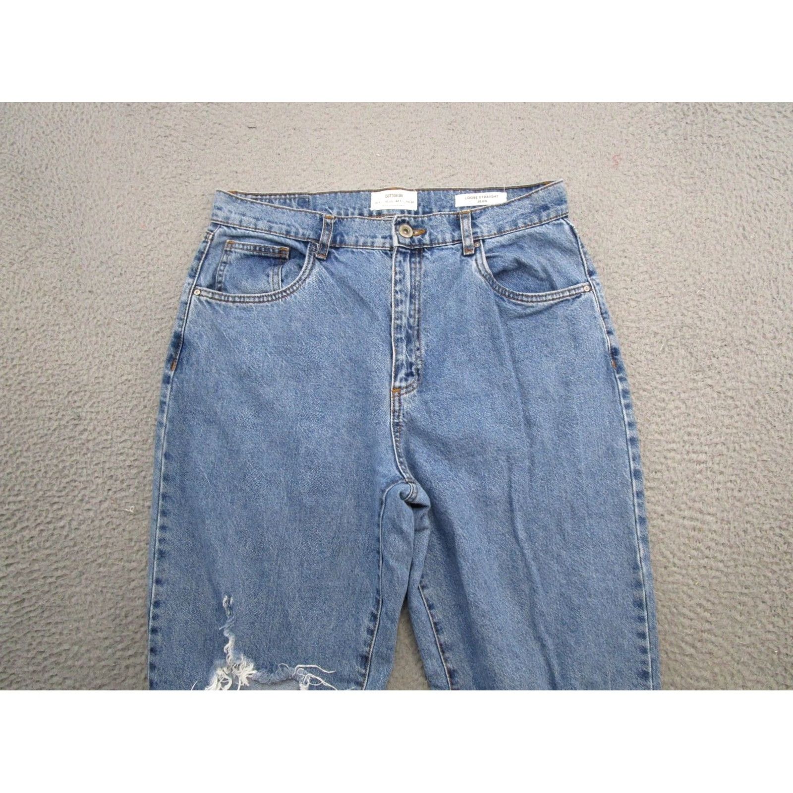 Cotton On Cotton:On Women's High-Rise Loose Straight Jeans Distressed Light Wash Size 10 Size 32" / US 10 / IT 46 - 3 Thumbnail