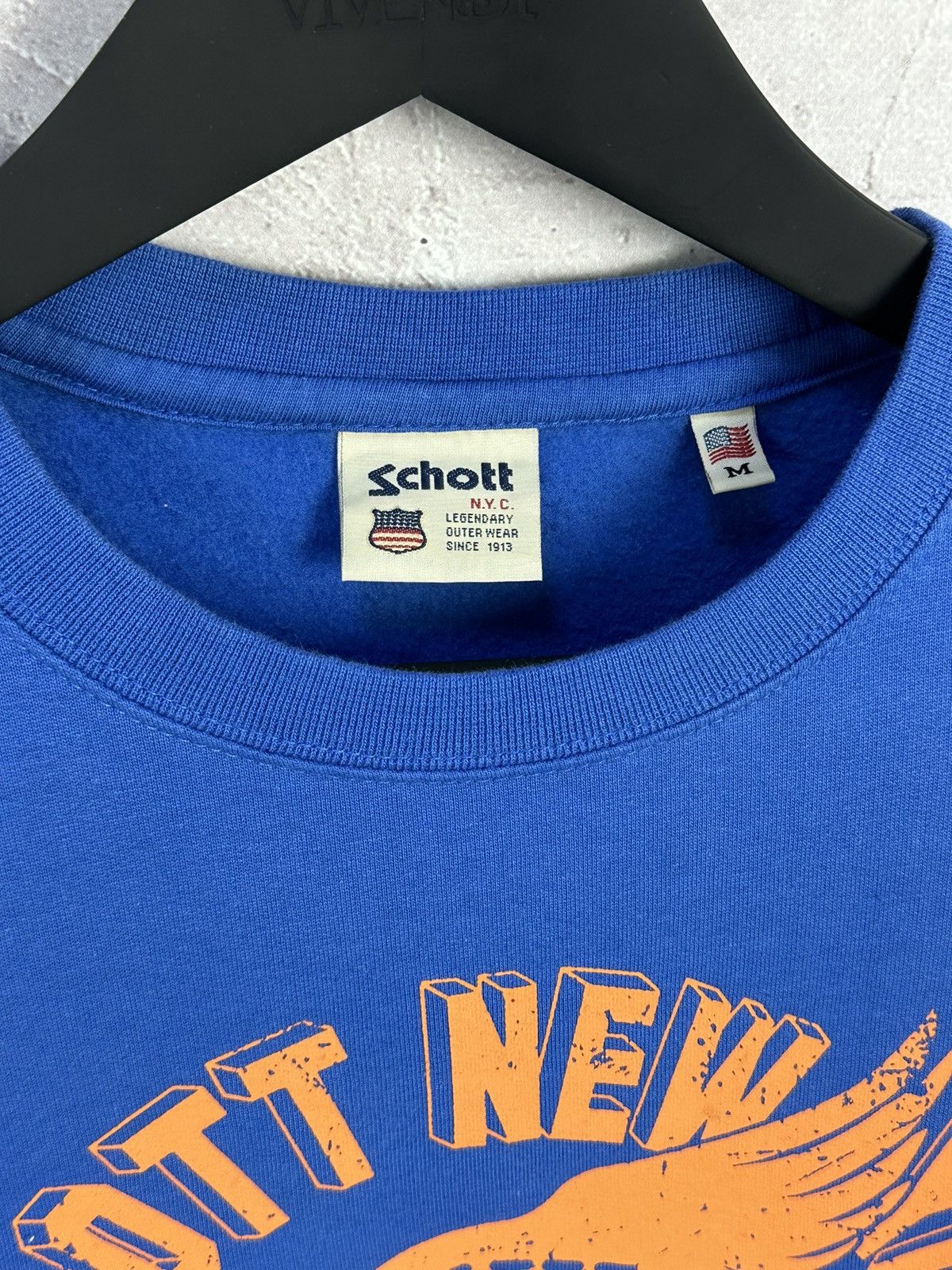 Designer × Schott Schott NY Logo Blue Long Sleeve Cotton Sweatshirt Size US M / EU 48-50 / 2 - 3 Thumbnail