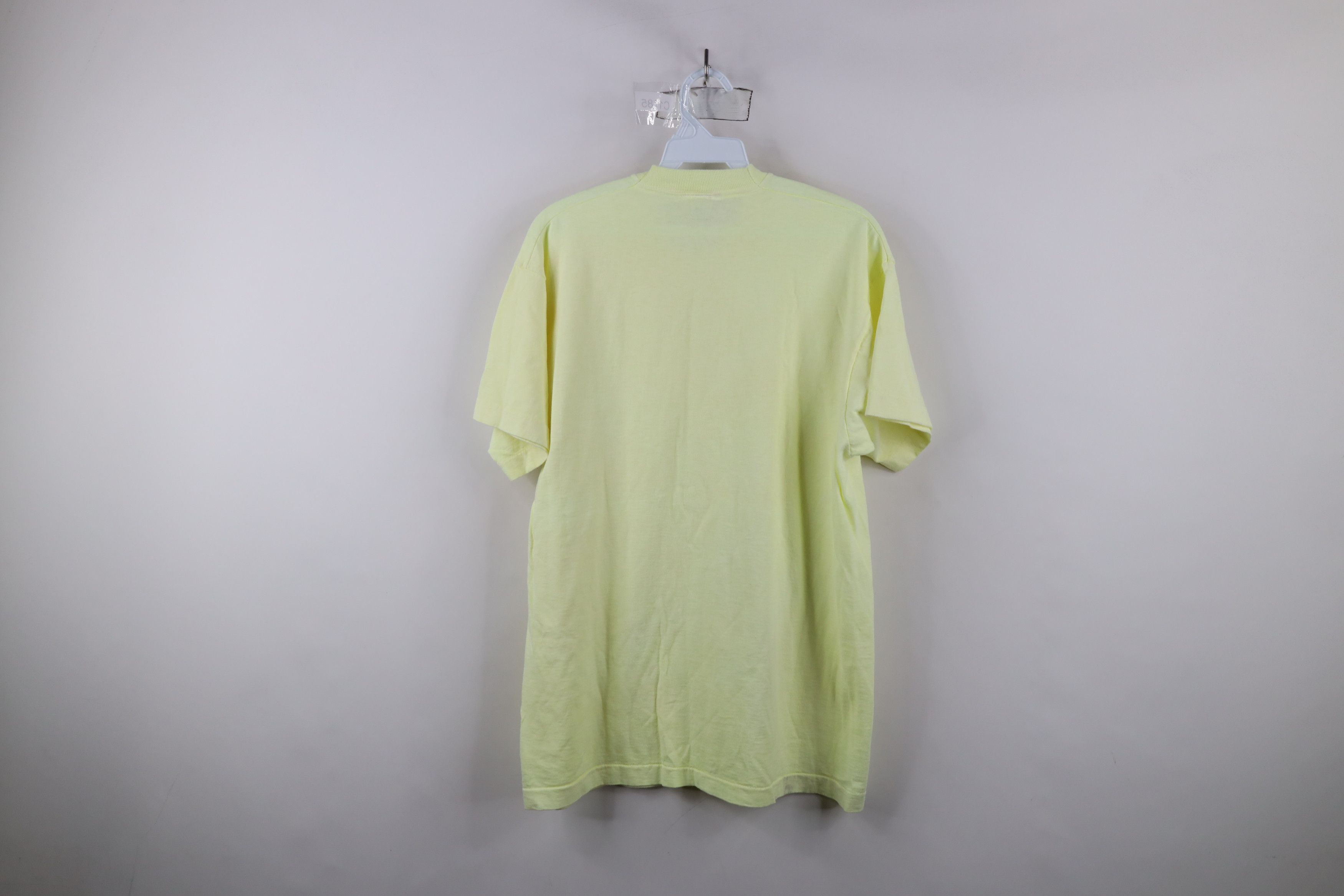 Vintage Vintage 90s Streetwear Blank Cotton T-Shirt Neon Yellow USA Size US L / EU 52-54 / 3 - 8 Thumbnail