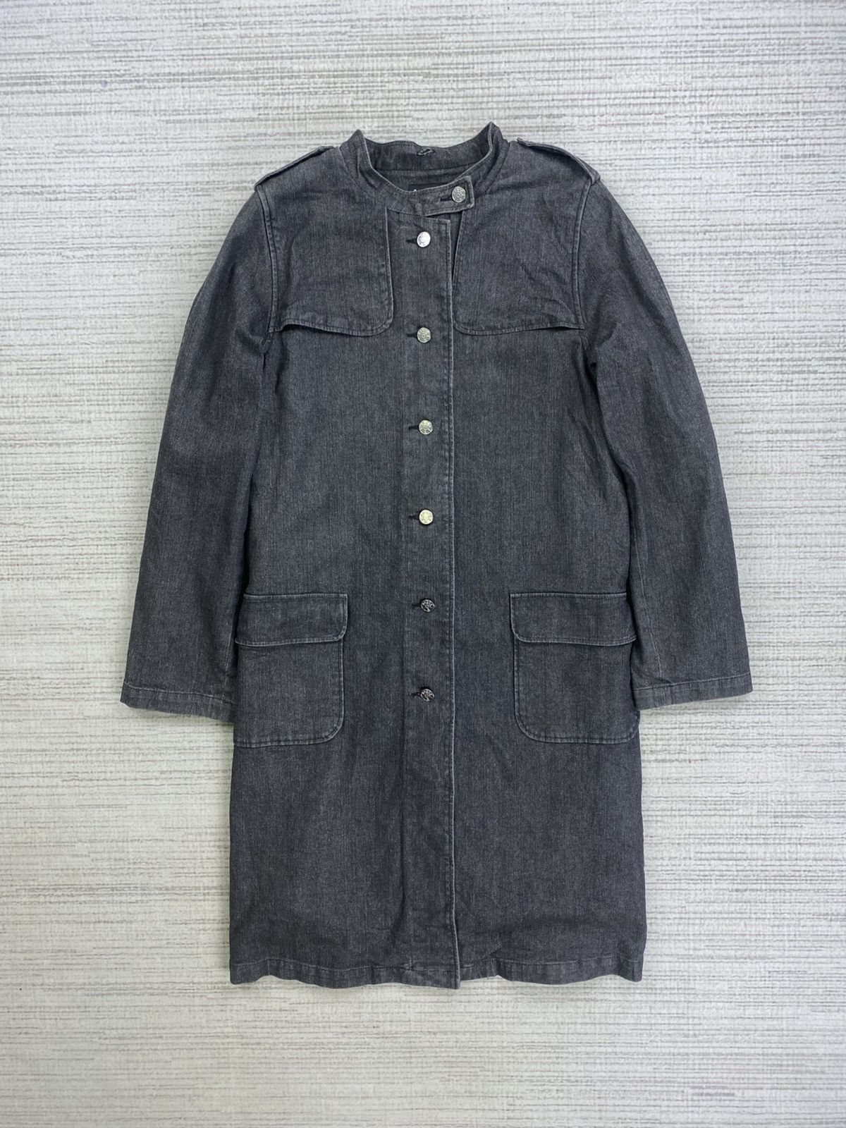 Vintage × agnes b. Vintage Agnes B Casual Woman Long Trench Coat Denim Jacket Size M / US 6-8 / IT 42-44 - 2 Thumbnail