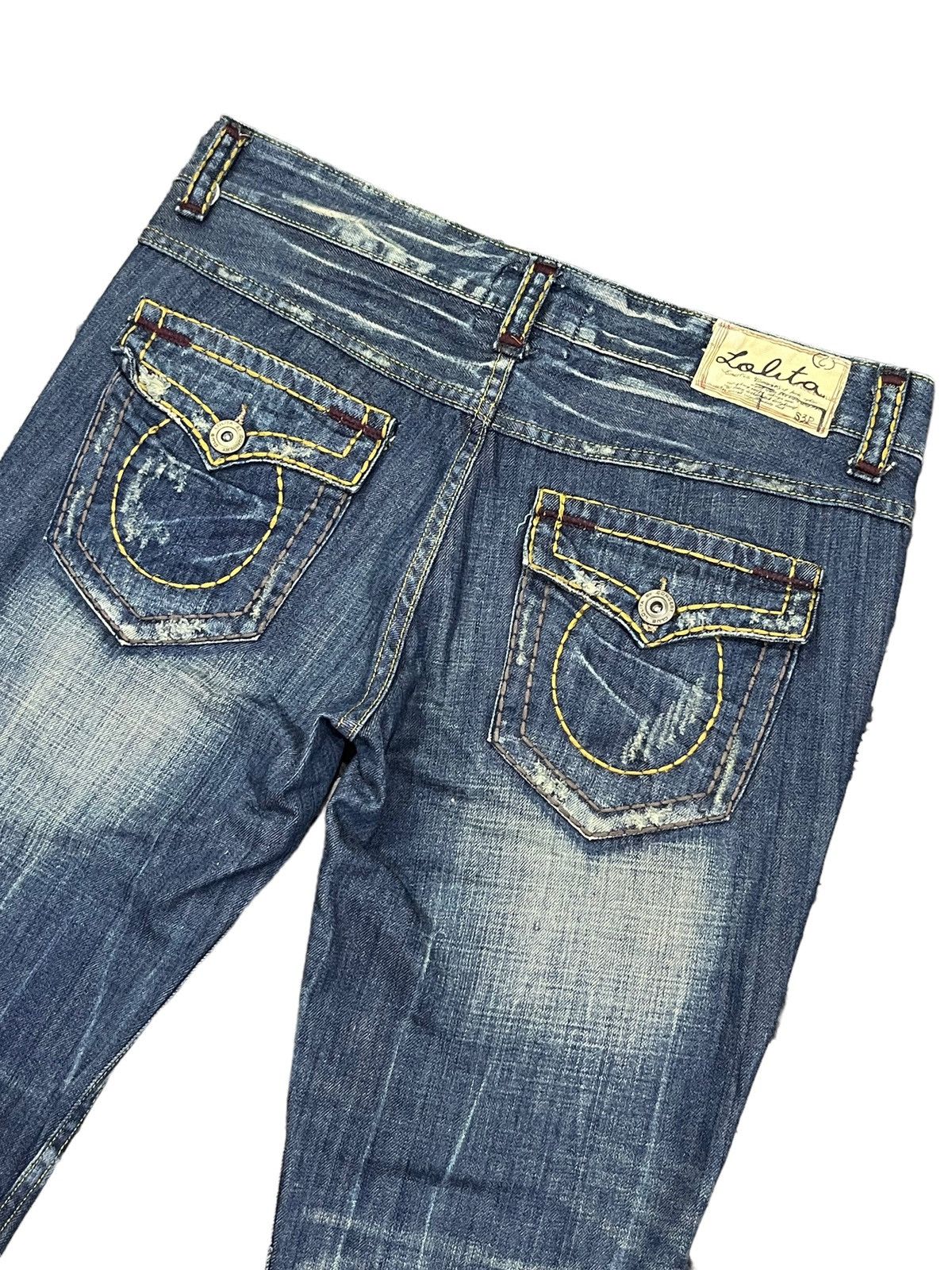 Designer 🔥 LOLITA YOSHITOMO NARA Exotic Vtg Denim Clawmark FLARE💥 Size US 35 - 9 Thumbnail
