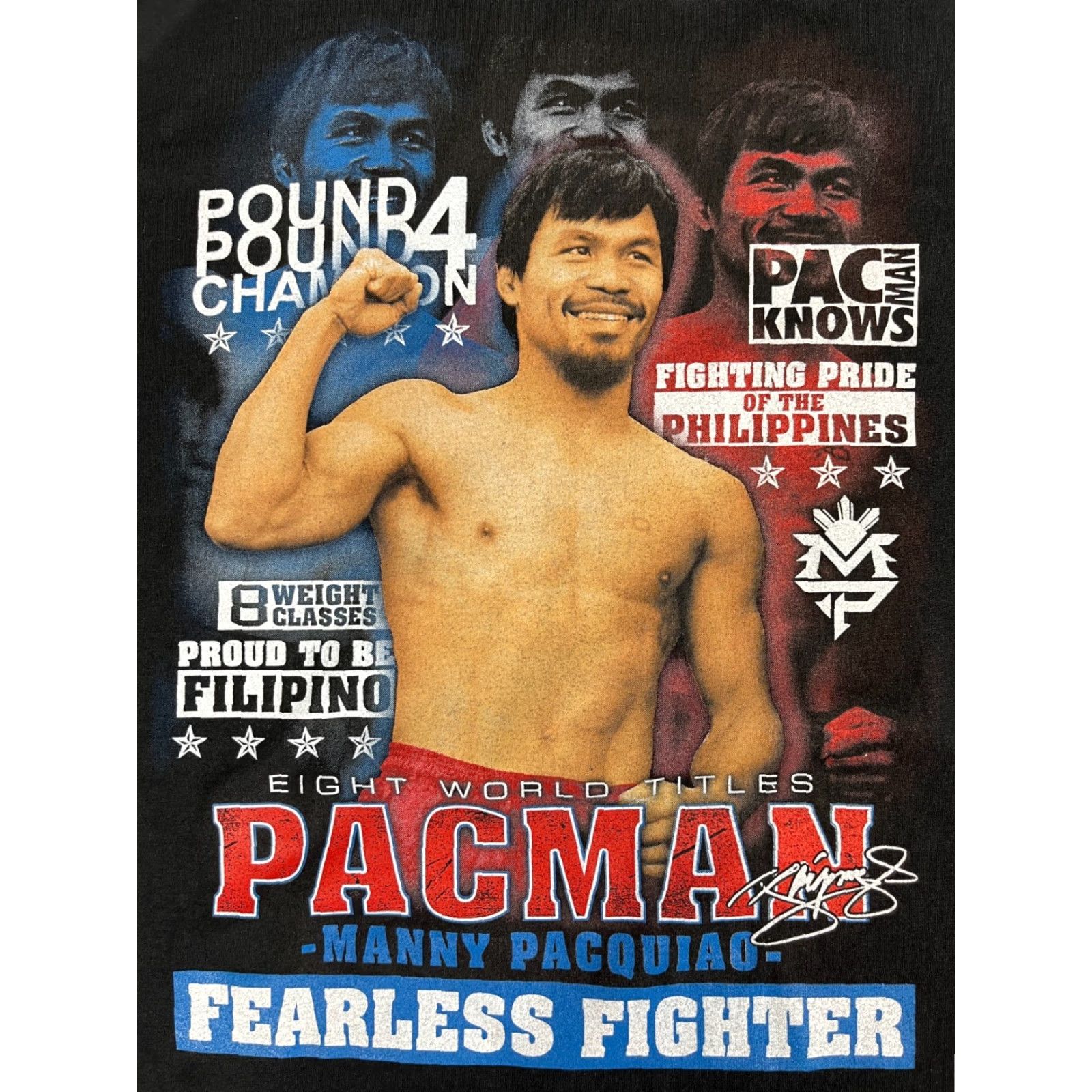 Vintage Men's T-Shirt Pacquiao Fearless Fighter Size 3XL Black Crew Neck Short Sleeve Sports Graphics Mens Size US XXL / EU 58 / 5 - 3 Thumbnail