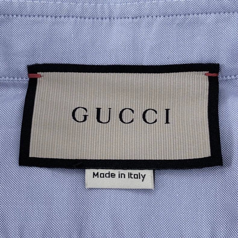 Gucci Gucci Blue Cotton Long Sleeve Shirt- Size US S / EU 44-46 / 1 - 5 Thumbnail