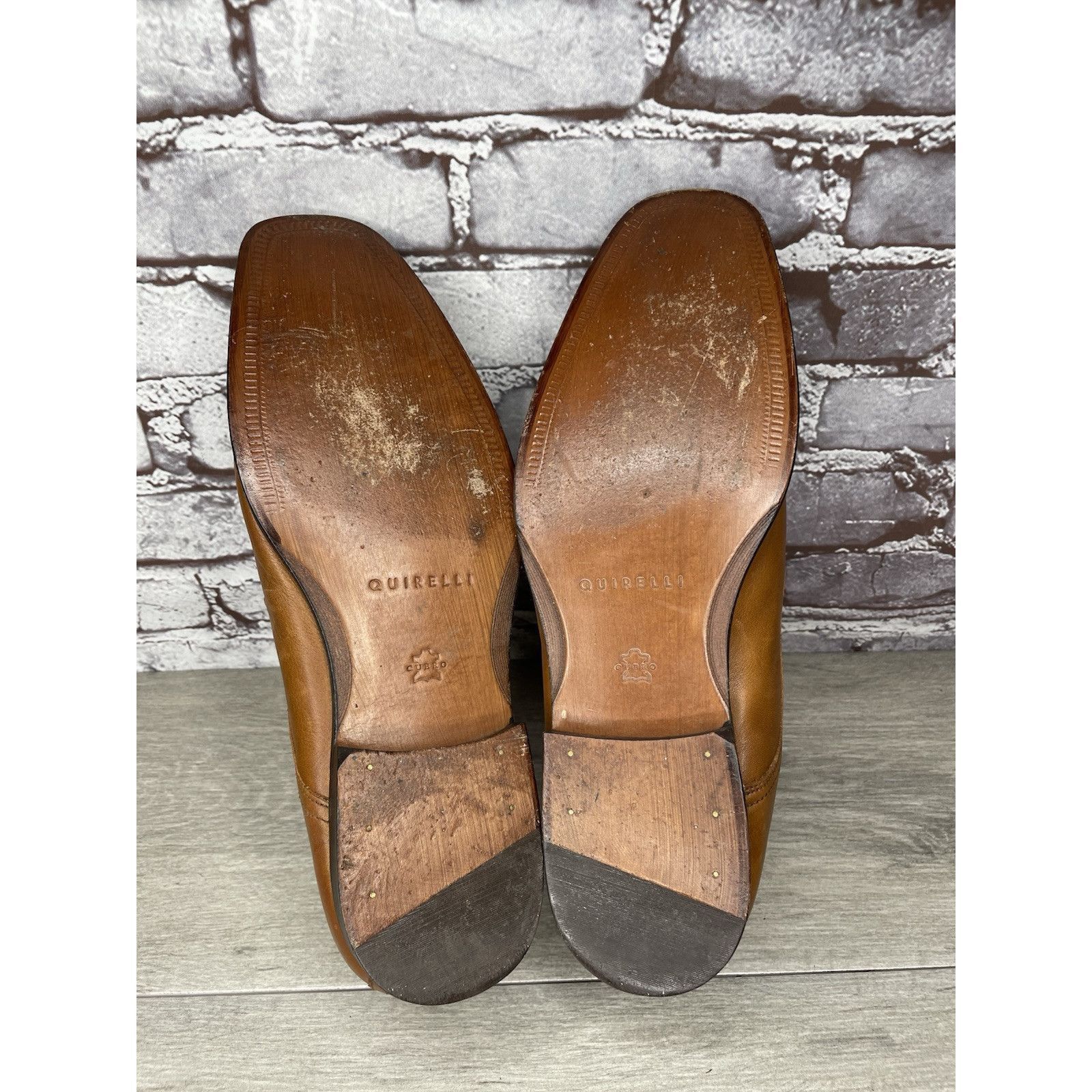 Other Quirelli Brown Leather Slip On Square Toe Dress Loafers Shoe Size US 11.5 / EU 44-45 - 8 Thumbnail