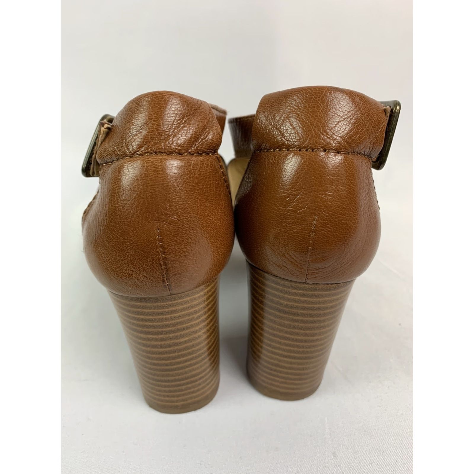Nine West VINTAGE Nine West 9M 3" Chunk Heel Sandal Brown Two Tone Ankle Strap Women's 7LYNN - good condition, lightly worn Size US 9 / IT 39 - 7 Thumbnail