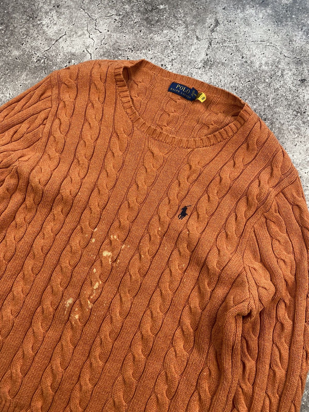 Polo Ralph Lauren Vintage Polo Ralph Lauren Cable Knit orange🍊Sweater painted Size US L / EU 52-54 / 3 - 2 Thumbnail