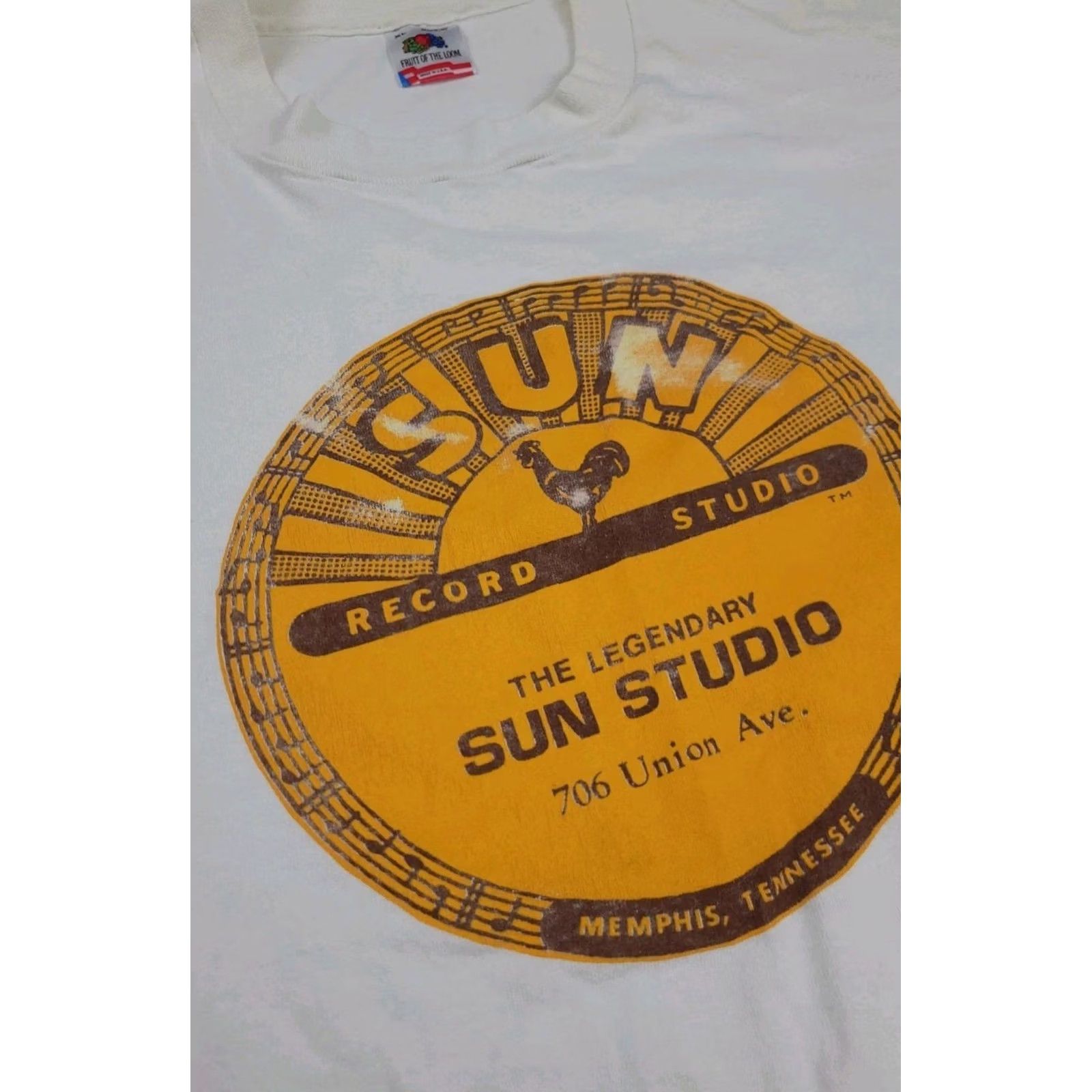 Fruit Of The Loom VINTAGE Sun Record Studio Memphis Tennessee T Shirt USA White Short Sleeve Crew Neck Men L Size US L / EU 52-54 / 3 - 3 Thumbnail