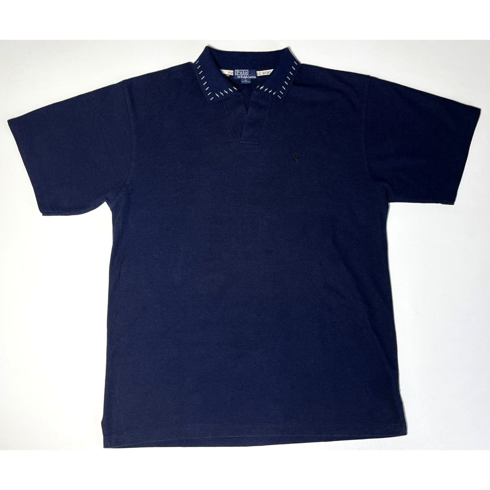 Polo Ralph Lauren Polo Ralph Lauren Polo Shirt Mens Vintage 90s V-Neck Navy XL 100% Cotton Short Sleeve Logo Pullover Made in USA Size US XL / EU 56 / 4 - 3 Thumbnail