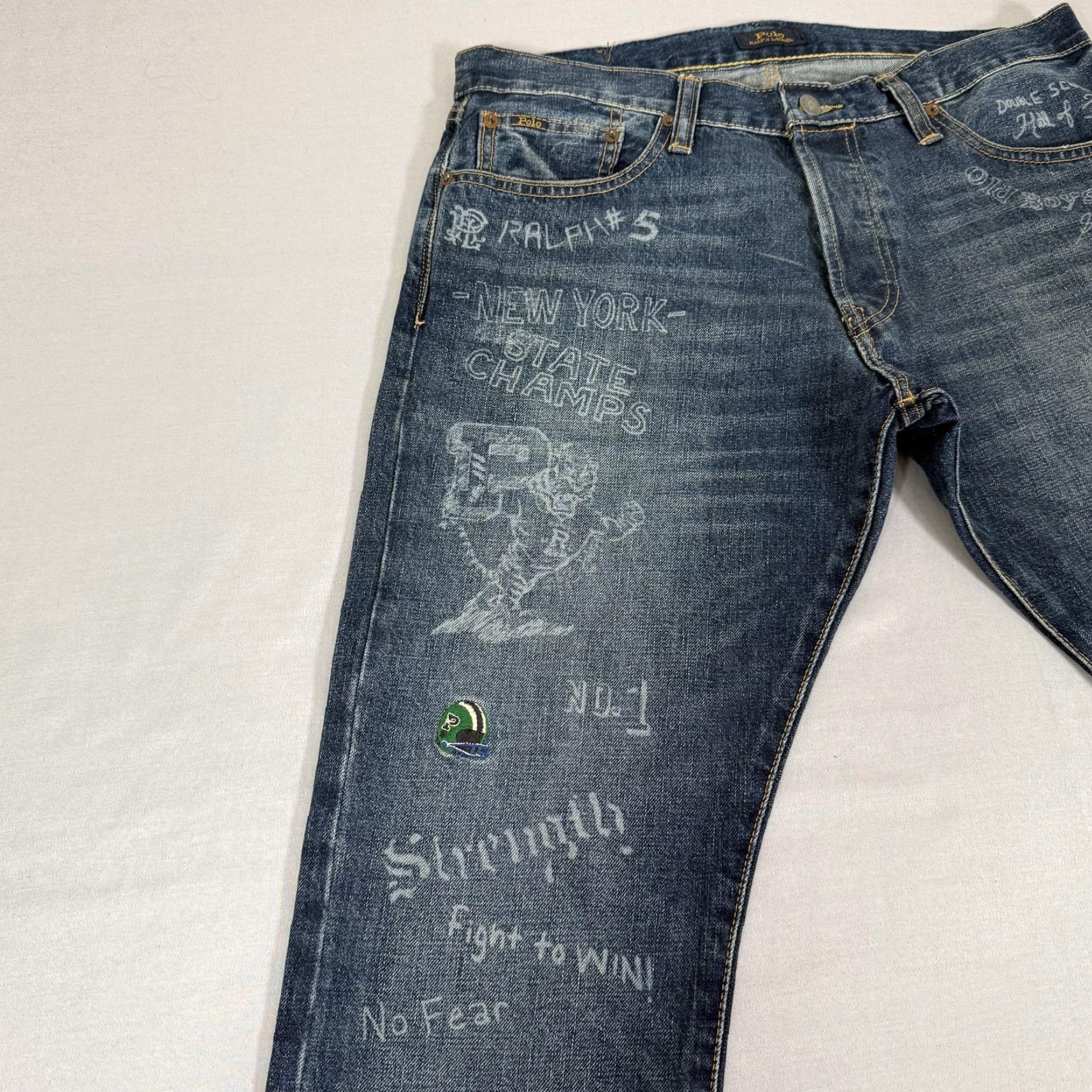 Polo Ralph Lauren Polo Ralph Lauren Varick Slim Straight Jeans Men 33x30 Blue Patchwork Denim Pants Size US XS / EU 42 / 0 - 3 Thumbnail