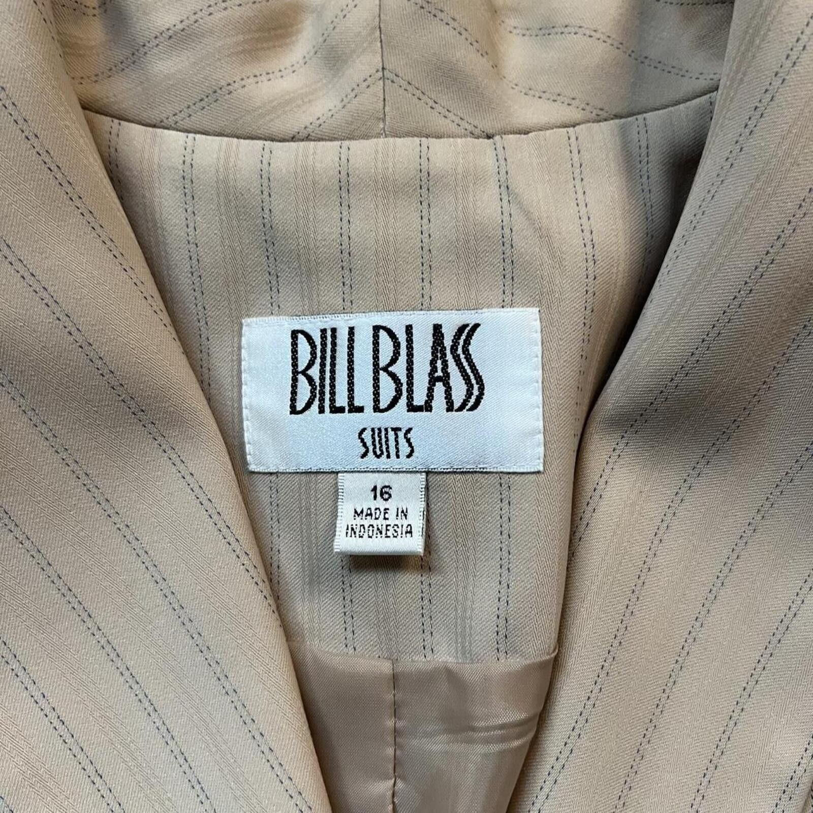 Bill Blass Vintage 80s Bill Blass Cream Pinstripe Blazer Size XL / US 12-14 / IT 48-50 - 4 Thumbnail