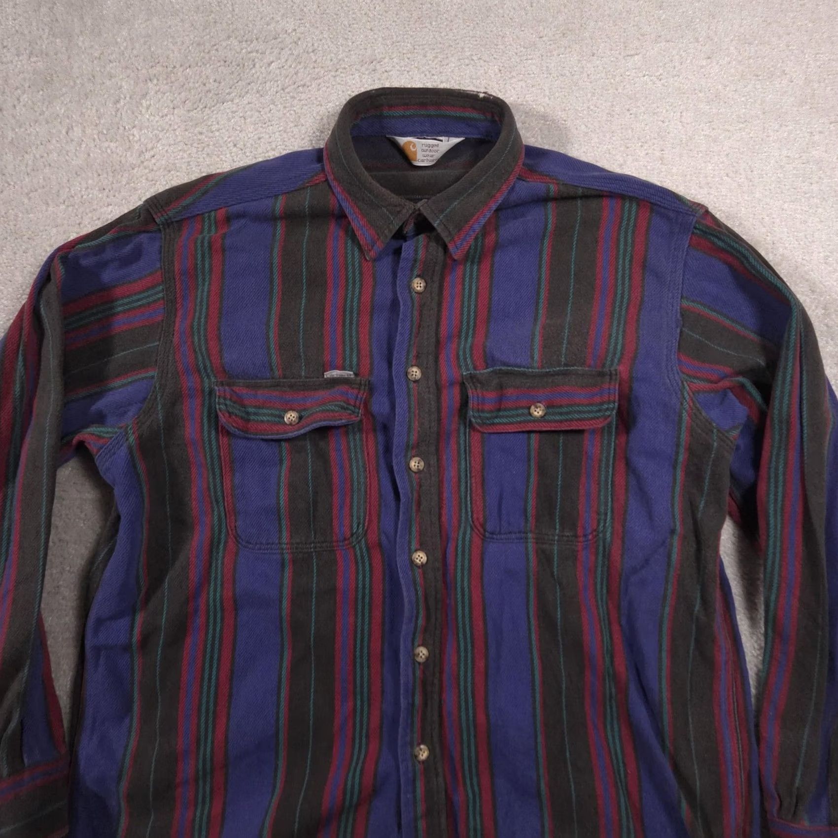 Carhartt Carhartt Shirt Mens Large Blue Stripe Flannel Button Front Long Sleeve Workwear Size US L / EU 52-54 / 3 - 3 Thumbnail