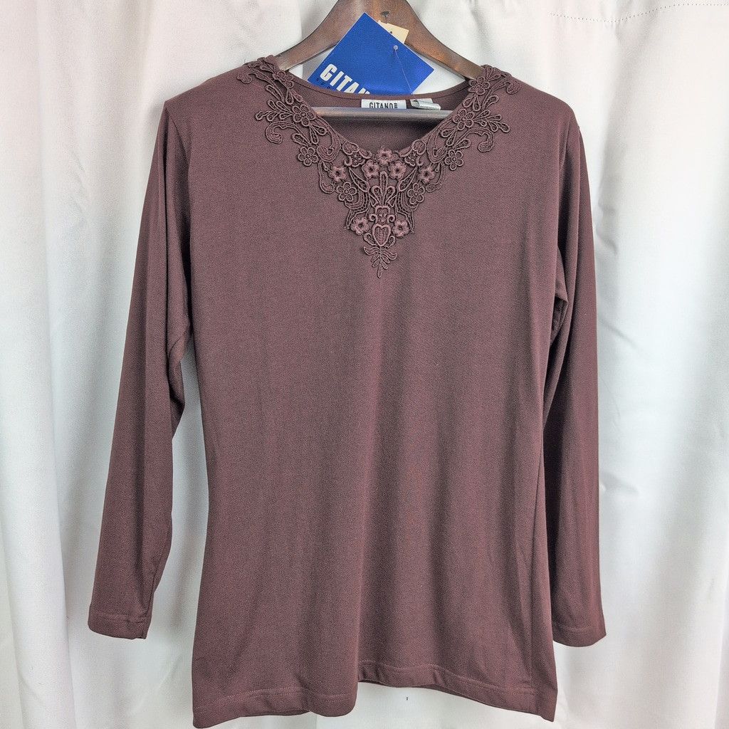 Vintage Deadstock Gitano Ladies' Brown Embroidered Top Medium Size M / US 6-8 / IT 42-44 - 6 Thumbnail