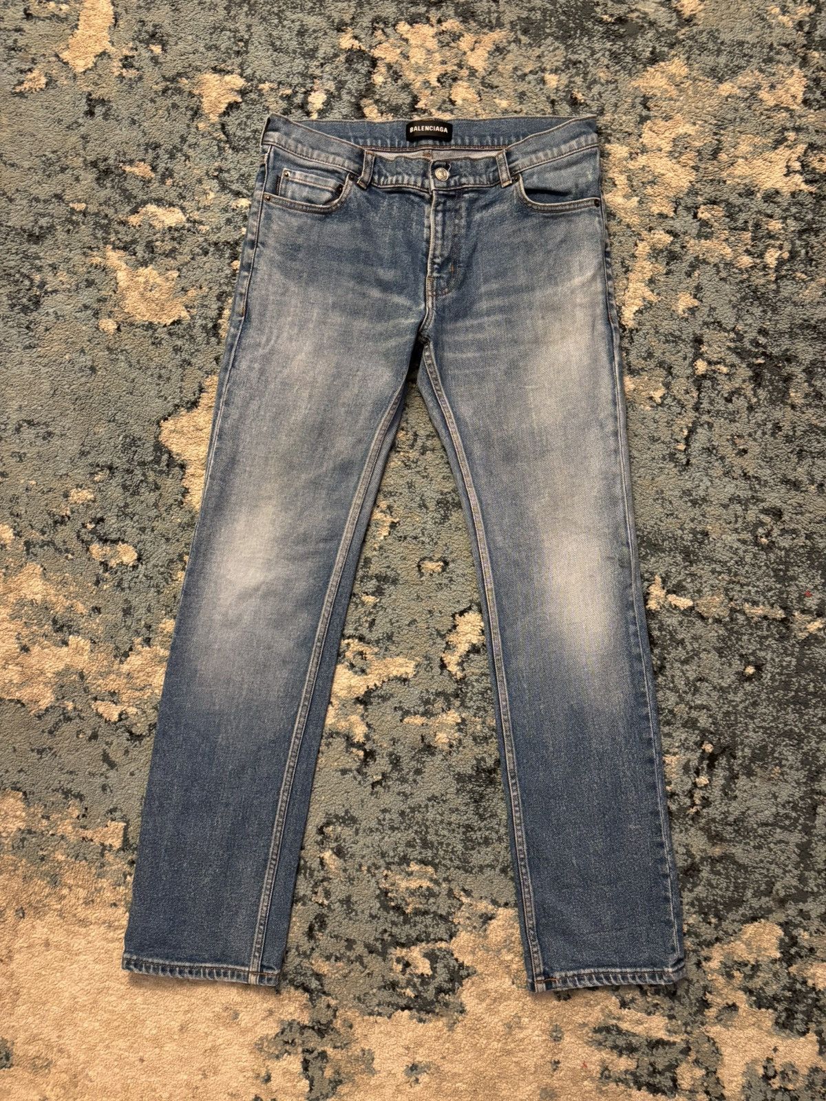 Balenciaga Light Blue Washed Denim Straight Leg Jean Size 31