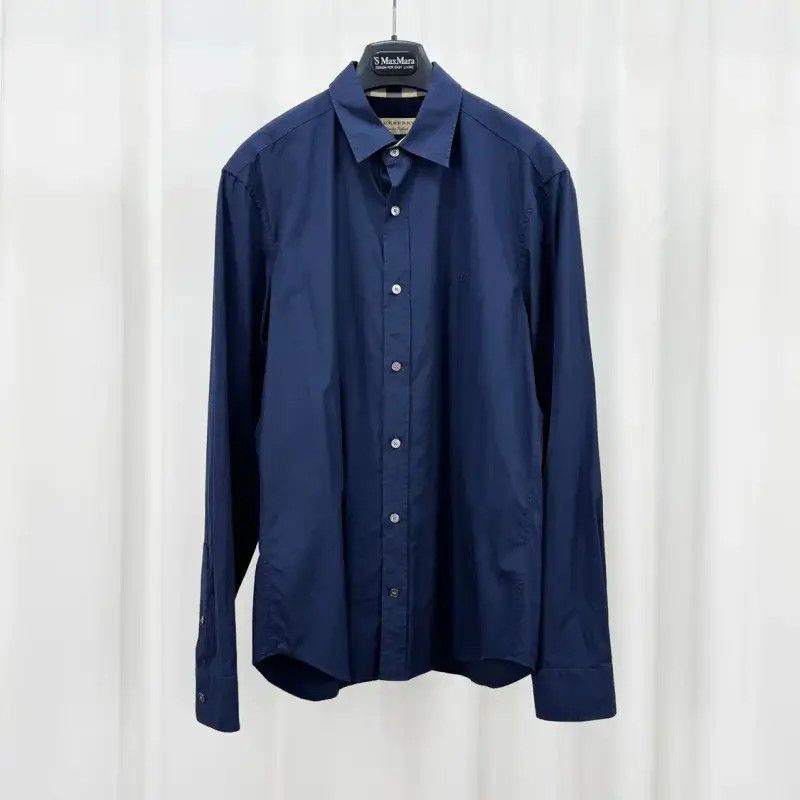 Burberry Burberry Navy Long Sleeve Cotton Shirt Size US M / EU 48-50 / 2 - 1 Thumbnail