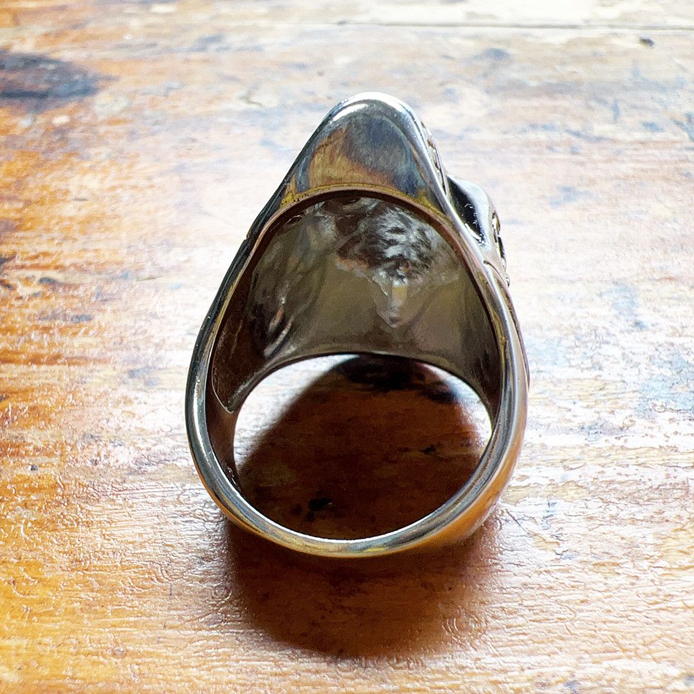 Japanese Brand 925 Sterling Silver Blackened Lily Skull Ring Size ONE SIZE - 3 Thumbnail