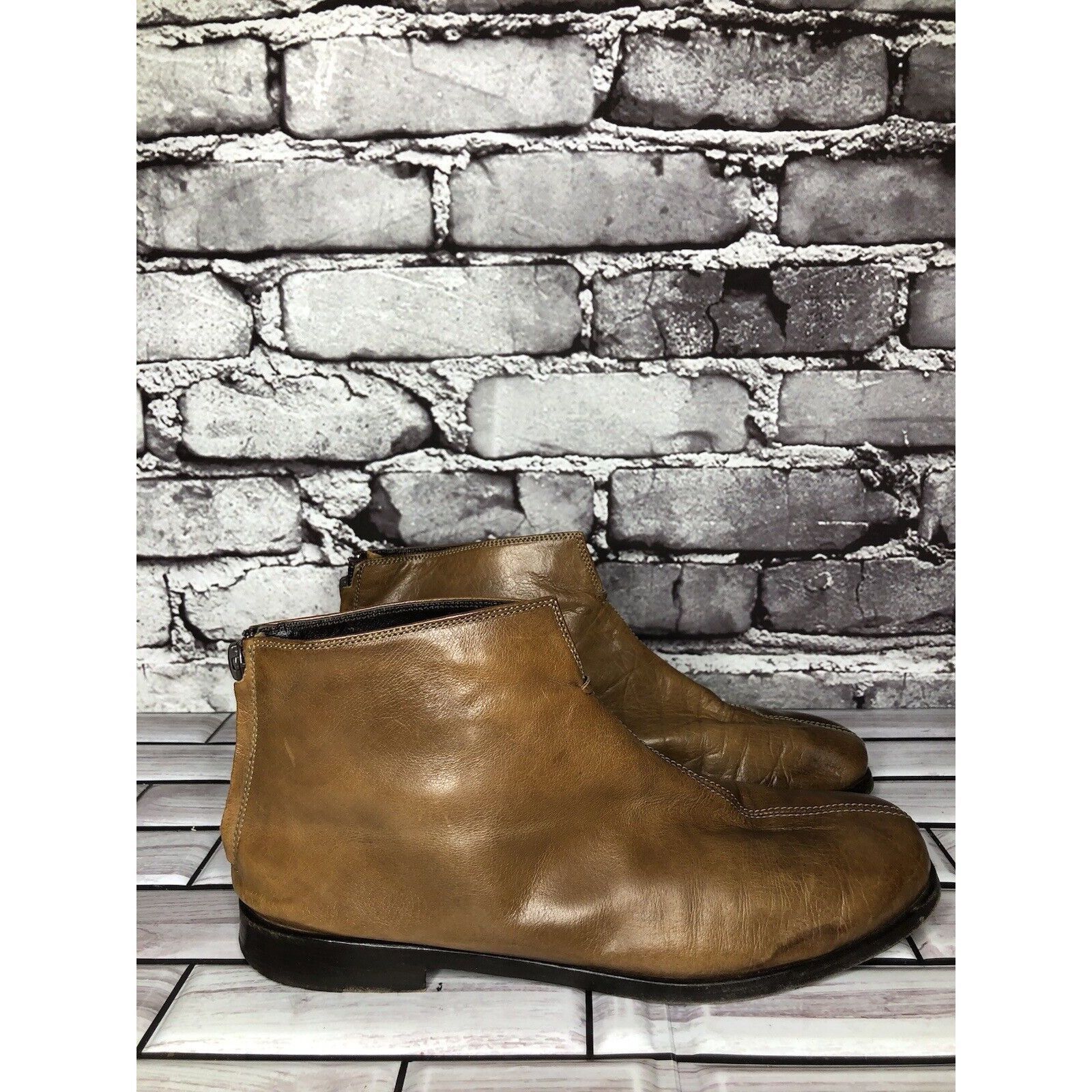 Other AGL Brown Leather Casual Back Zip Booties Ankle Boots Shoes Size US 6 / IT 36 - 3 Thumbnail