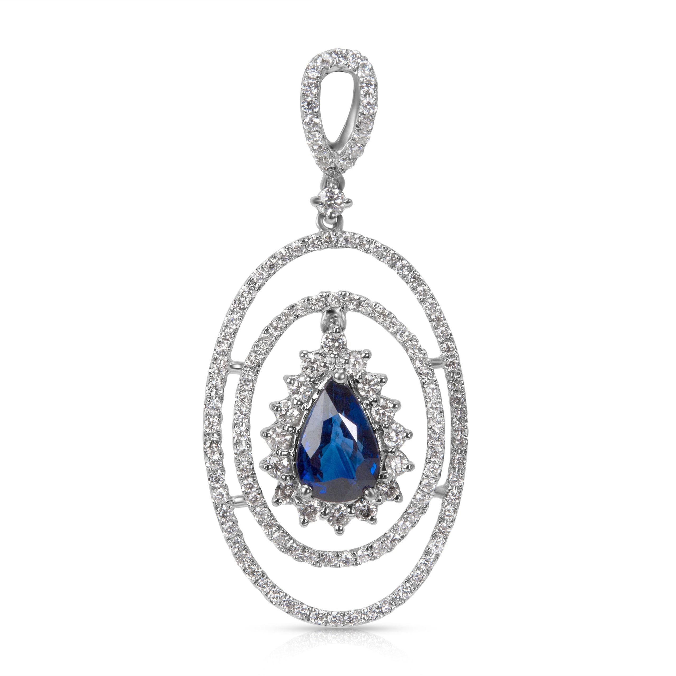 image of Tiffany Co Diamond & Sapphire Fashion Pendant In 18K White Gold (1.01 Ctw), Women's