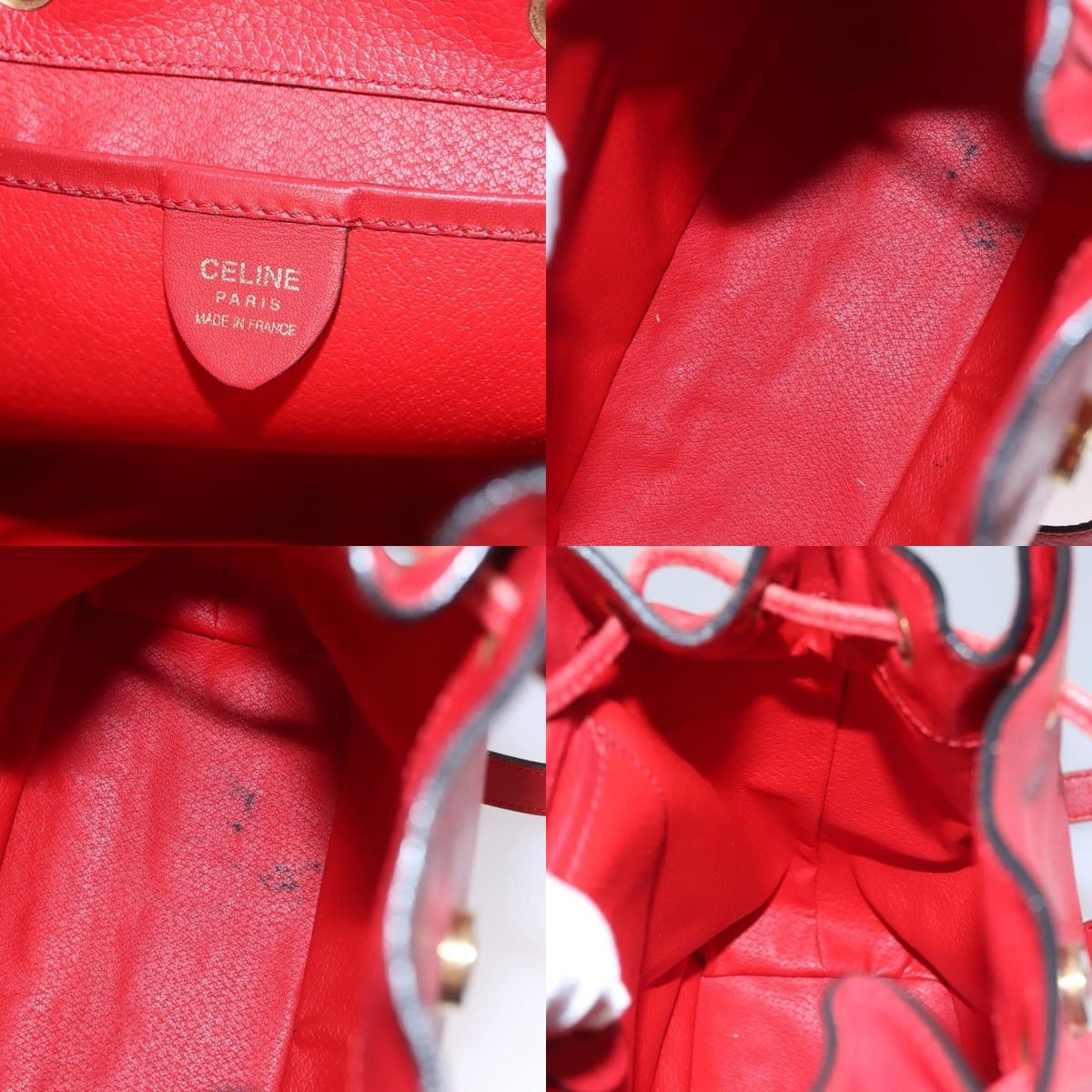 Celine CELINE Backpack Leather Red Gold Size ONE SIZE - 13 Thumbnail