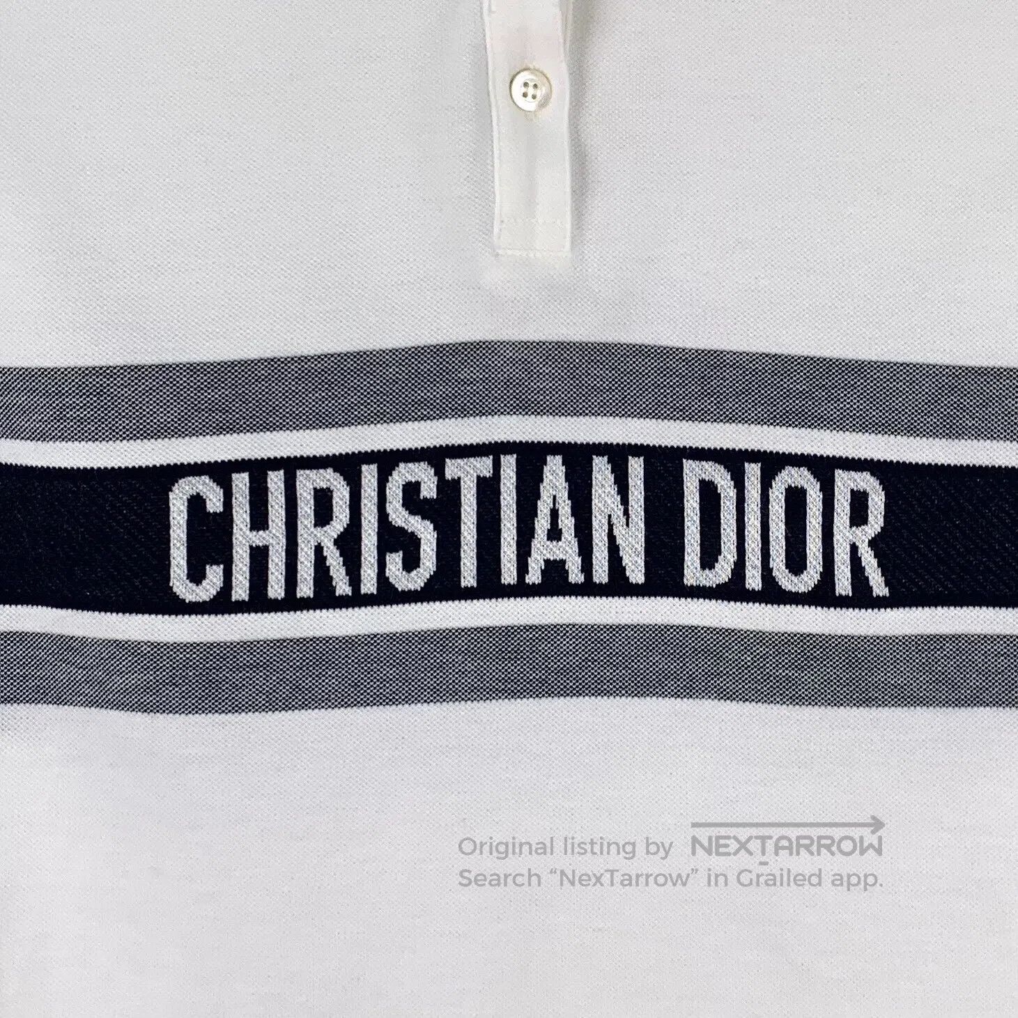 Dior Dior White striped logo lettering printed cotton button-do Size US XS / EU 42 / 0 - 4 Thumbnail