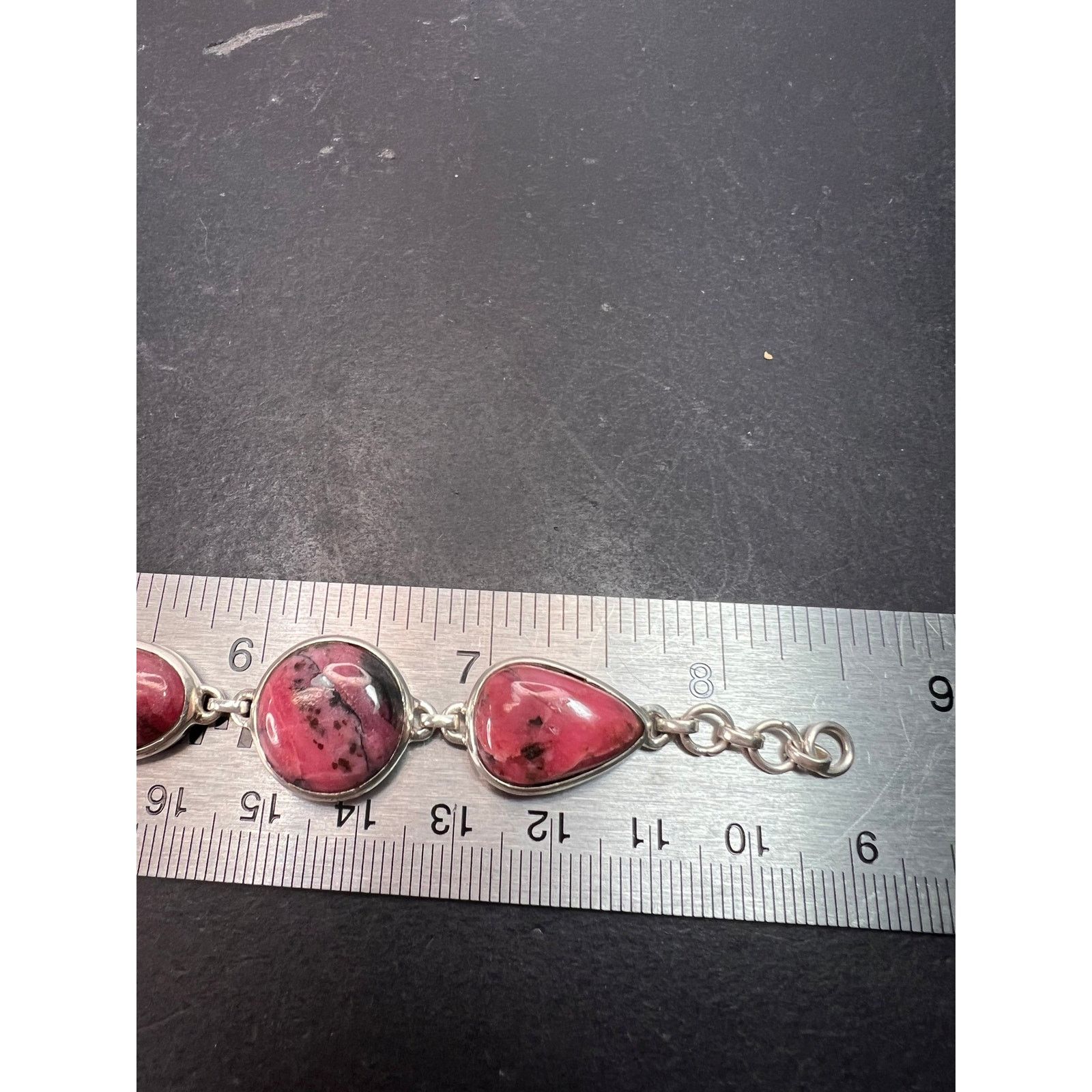 Other New Rhodonite free form sterling silver link bracelet Size ONE SIZE - 6 Thumbnail