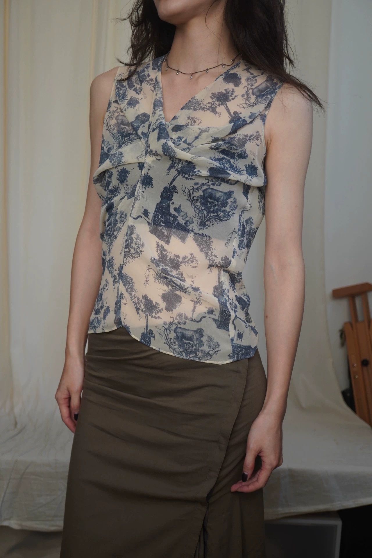 Issey Miyake Issey Miyake 2000s Silk Knot Side-Button Top S (Pink/Blue) Size S / US 4 / IT 40 - 8 Thumbnail
