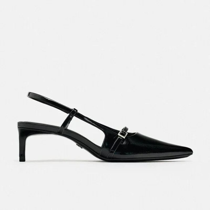 Zara ZARA Black Patent Slingbacks NWT Size 8 Size US 8 / IT 38 - 24 Thumbnail