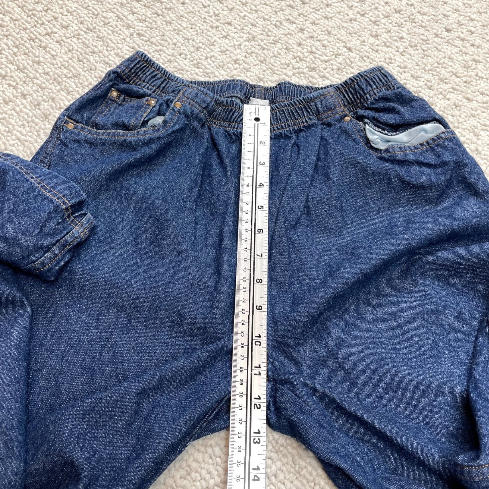 Denime Rebecca Malone Jeans Womens Medium Blue Denim Dark Wash Elastic Waist 25x27 Pant Size 32" / US 10 / IT 46 - 4 Thumbnail