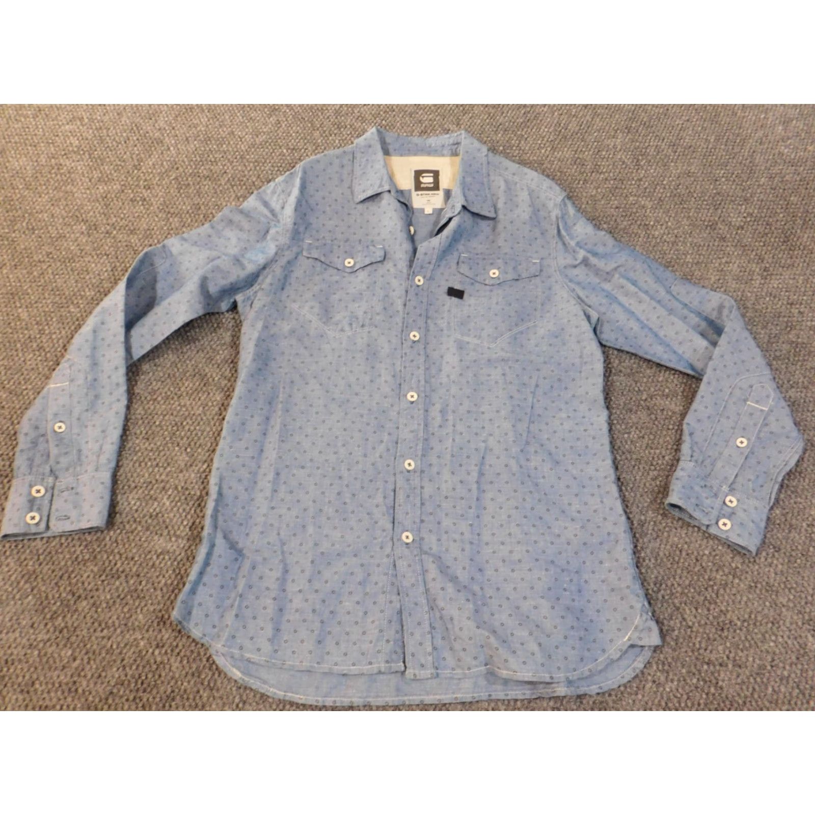 G-Star G-Star Shirt Men L Blue City Geometric Pockets NYC New York Button-Up Collared Long Sleeve Knit Cotton Vintage No? Size US L / EU 52-54 / 3 - 2 Thumbnail