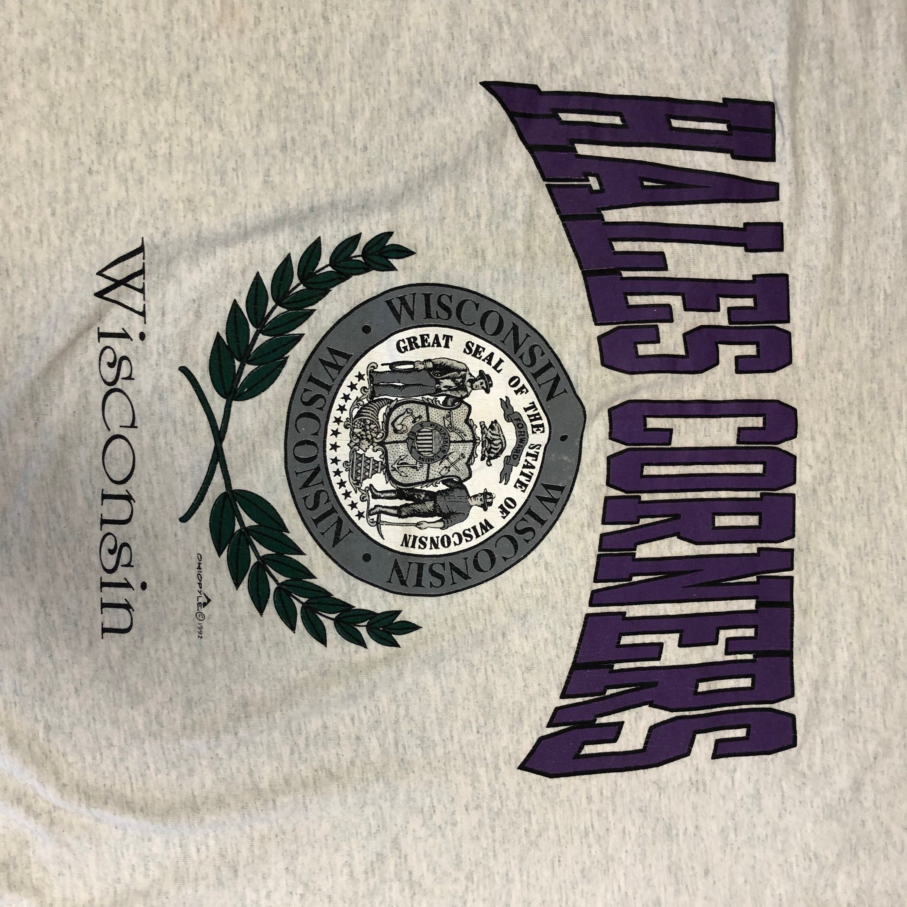 Fruit Of The Loom 1992 HALES CORNERS Wisconsin T Shirt Heather Purple RINGER Size US XL / EU 56 / 4 - 3 Thumbnail