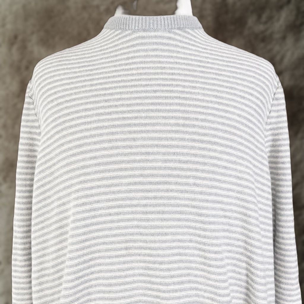 Chaps CHAPS Gray White Striped Long Sleeve Crew Neck Sweater Mens XL Size US XL / EU 56 / 4 - 1 Thumbnail