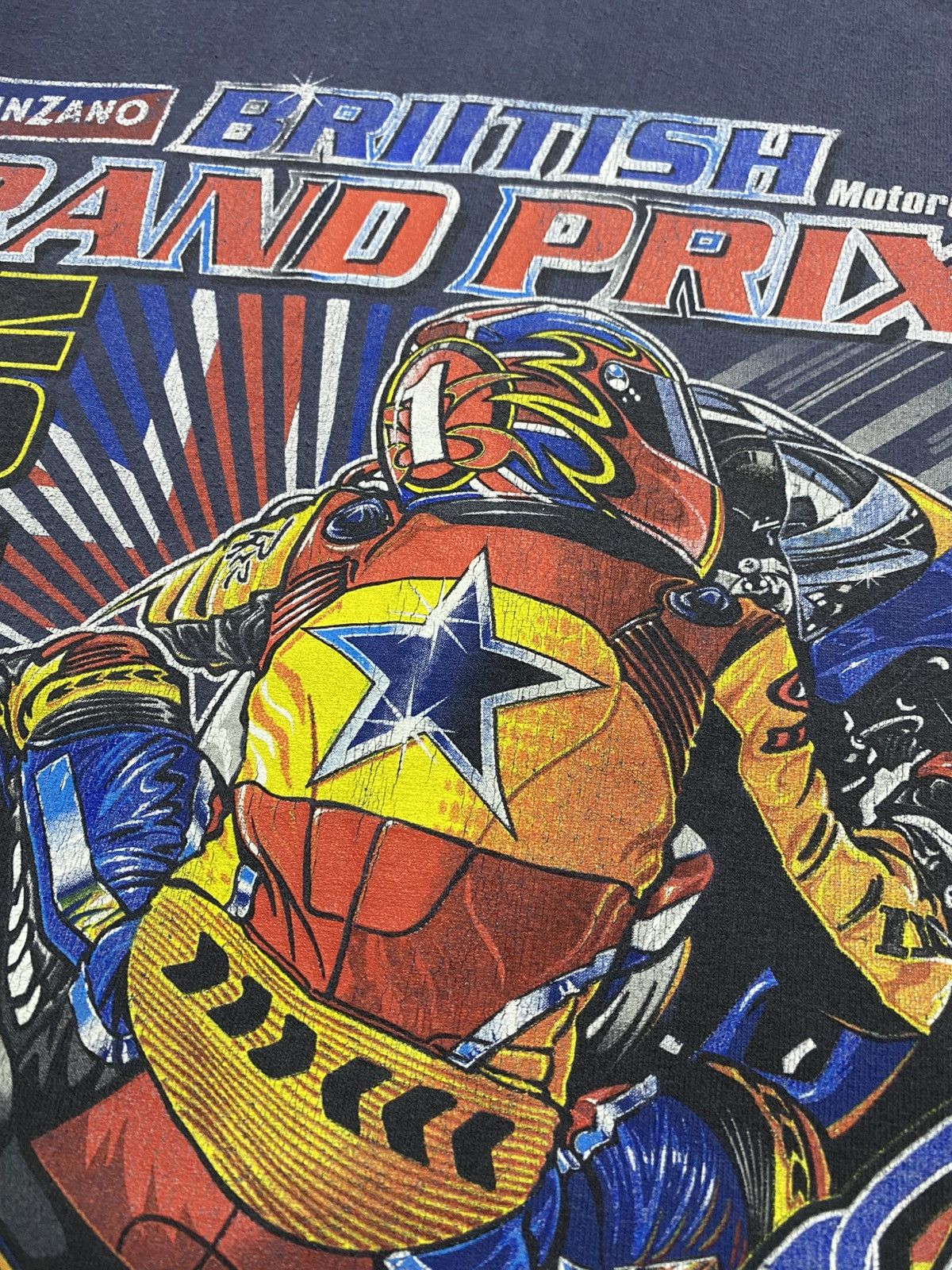 Vintage Vintage British Grand Prix 2002 motorcycle faded t shirt Size US L / EU 52-54 / 3 - 6 Thumbnail