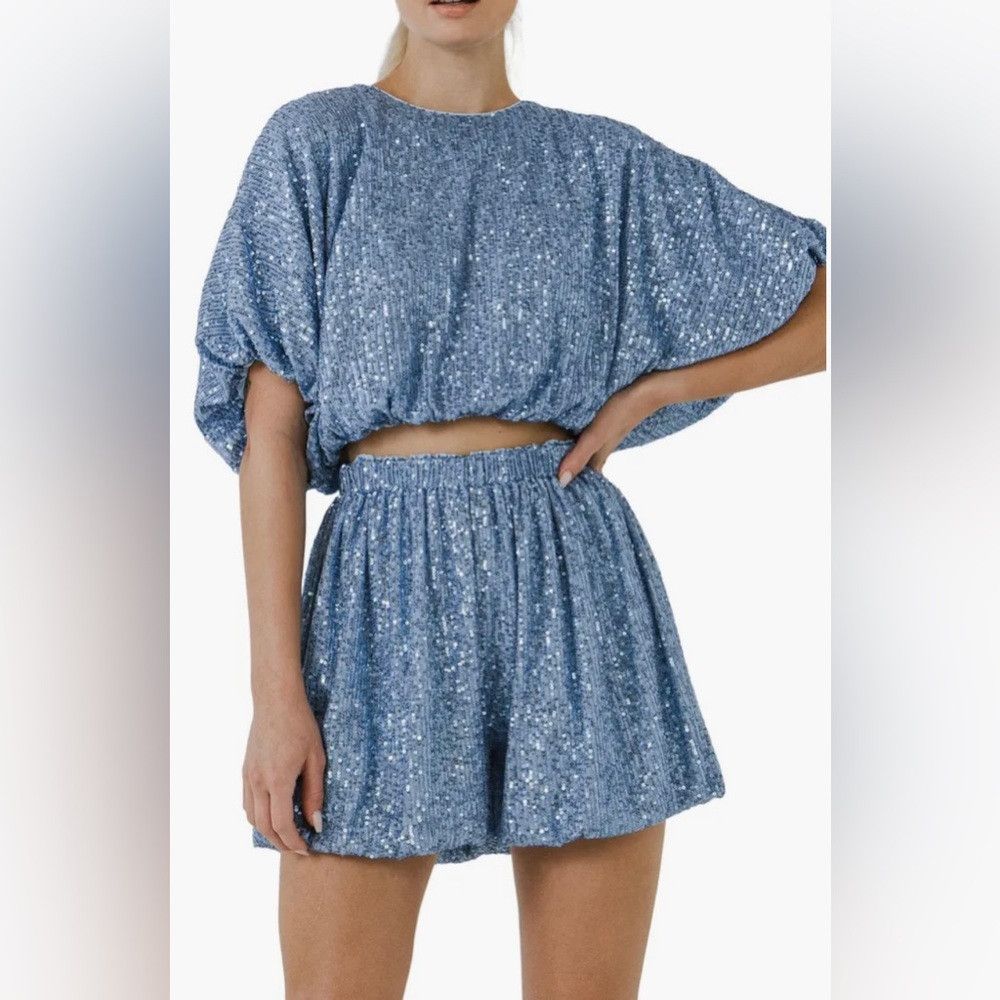 Other NWT Endless rose blue sequin puff crop top Size M / US 6-8 / IT 42-44 - 1 Thumbnail