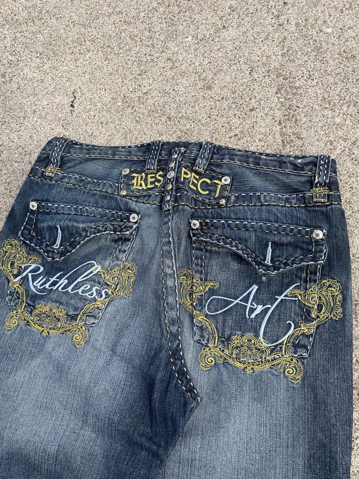 Other Ruthless Art Y2K Studded/Embroidered Jeans Size US 34 / EU 50 - 2 Thumbnail