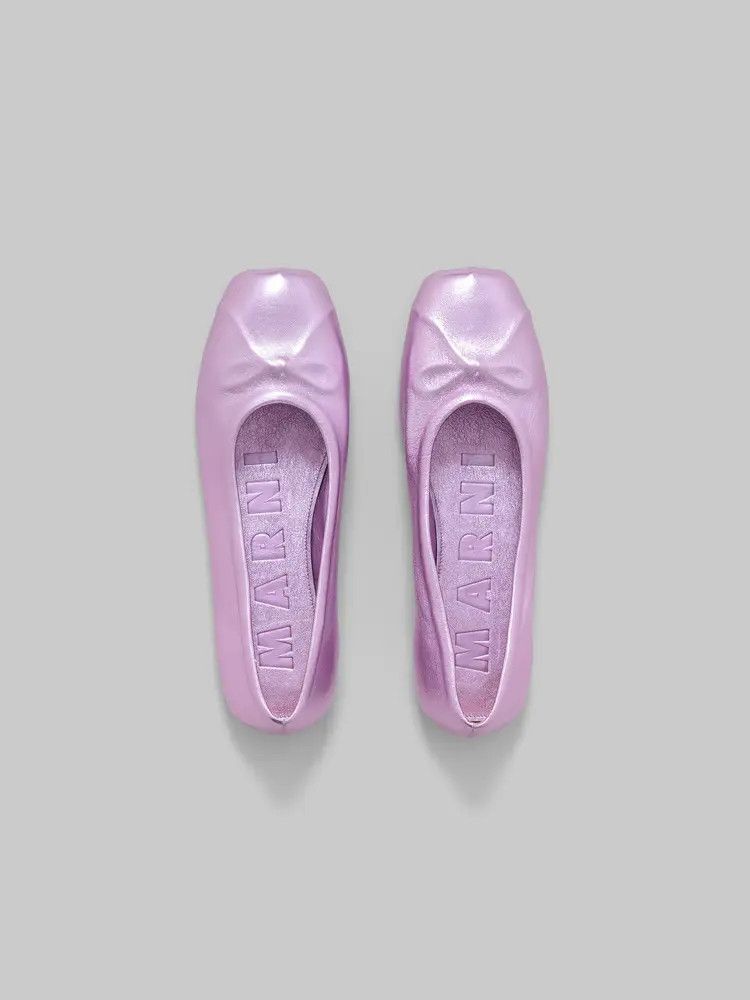 Marni o1w1db11225 Metallic Leather Flats in Pink Size US 6 / IT 36 - 4 Thumbnail