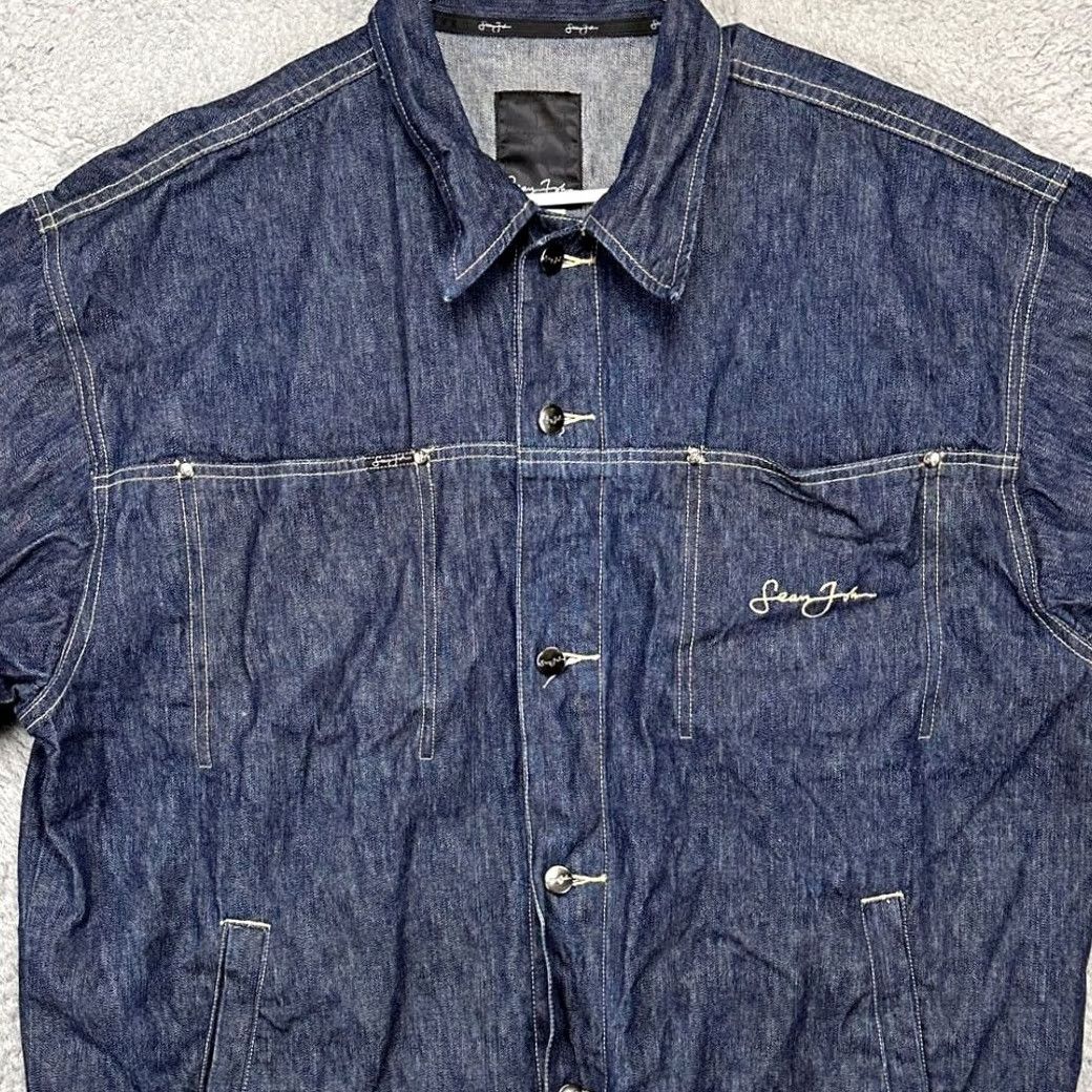 Sean John Sean John Denim Button Up Shirt Adult XL Blue Dark Wash Long Sleeve Pocket Mens Size US XL / EU 56 / 4 - 2 Thumbnail