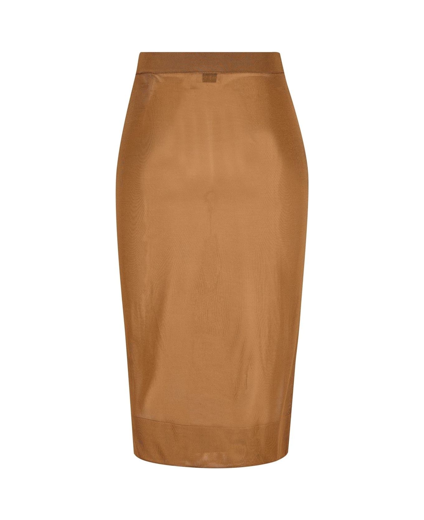 Saint Laurent Paris o1bcso1str0426 High Waist Pencil Skirt in Dark Beige Size 26" / US 2 / IT 38 - 2 Thumbnail