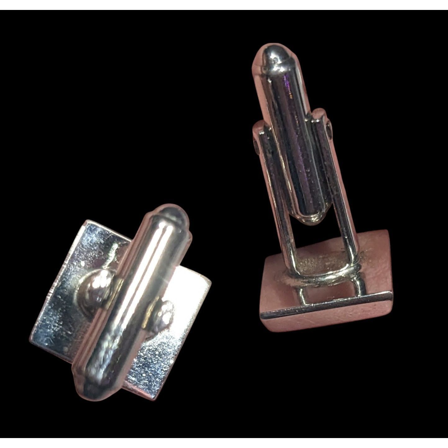 Other Vintage Square Silver Tone Cufflinks With Blue Gem Accents Size ONE SIZE - 3 Thumbnail
