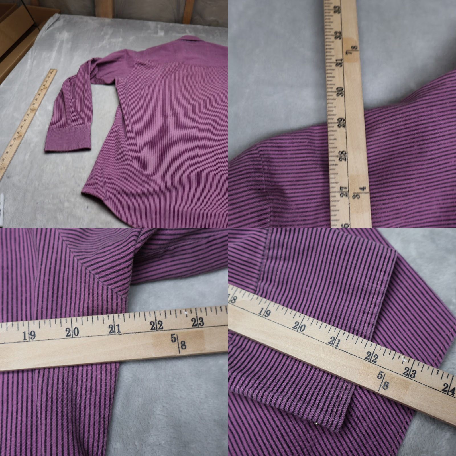 Armani VTG Karman Western Shirt Mens Large Purple Striped Pearl Snap Silver Collection Size US L / EU 52-54 / 3 - 8 Thumbnail