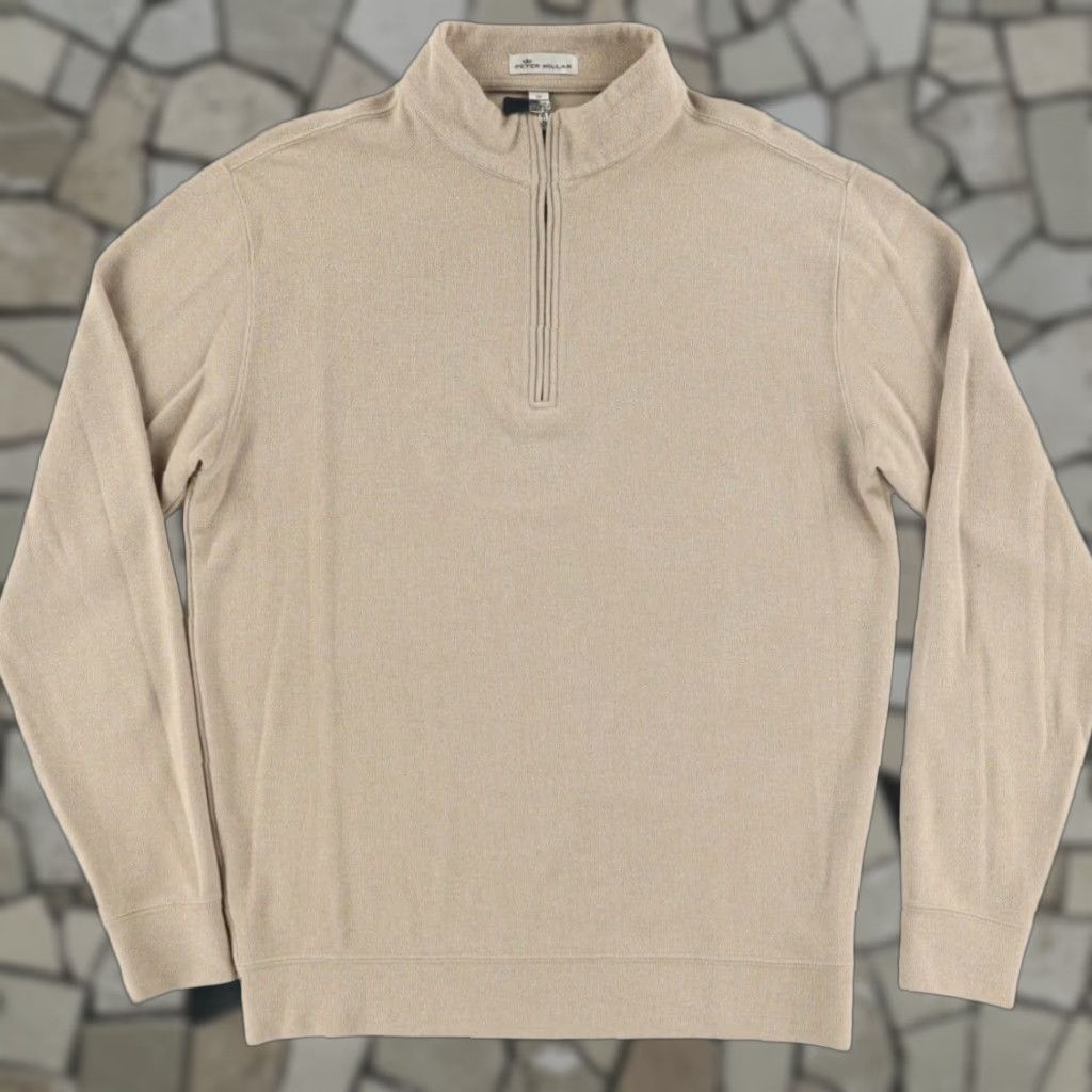 Peter Millar Peter Millar Knit 1/4 Zip Pullover Sweater Wheat Men L Shirt Size US L / EU 52-54 / 3 - 1 Thumbnail