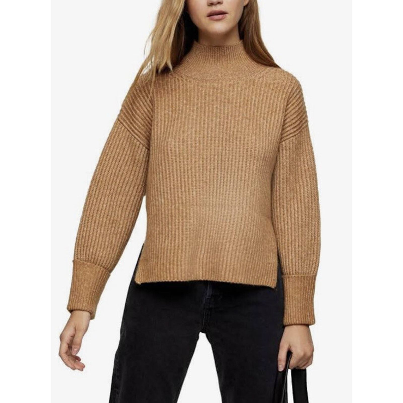 Topshop Topshop Mock Neck Crop Sweater in Camel wome warm XS A003077 Size XS / US 0-2 / IT 36-38 - 2 Thumbnail