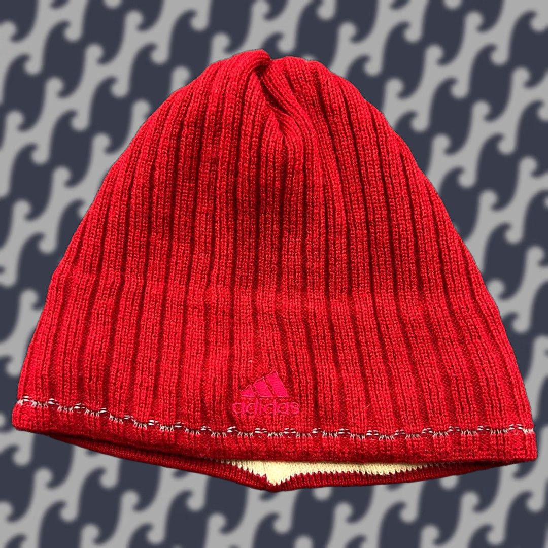 Adidas VINTAGE Adidas Windstopper Beanie Hat One Size Lined Wool Blend Knitted Ski Red Size ONE SIZE - 1 Thumbnail