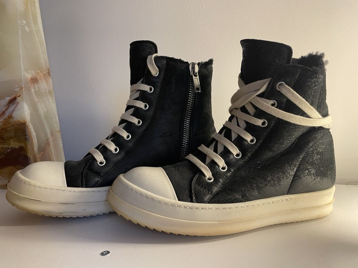 image of Rick Owens Shearling Ramones Shoes in Black, Women's (Size 8)