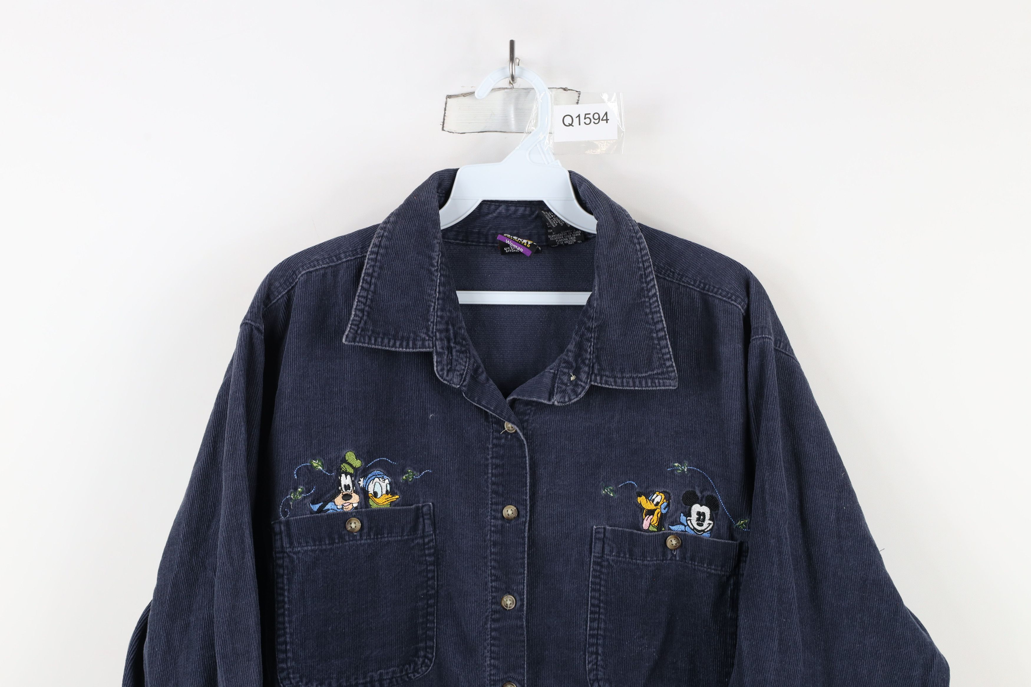 Disney × Vintage Vintage 90s Disney Mickey and Friends Corduroy Button Shirt Size XXL / US 16-18 / IT 52-54 - 2 Thumbnail