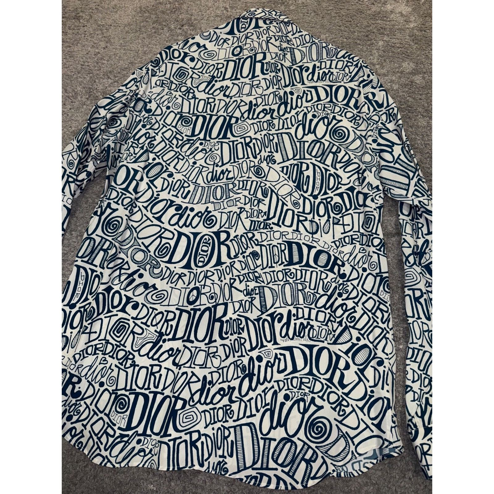 Dior Dior Shawn Stussy Blue Swirl Graffiti Long Sleeve Button Up Size US L / EU 52-54 / 3 - 20 Thumbnail