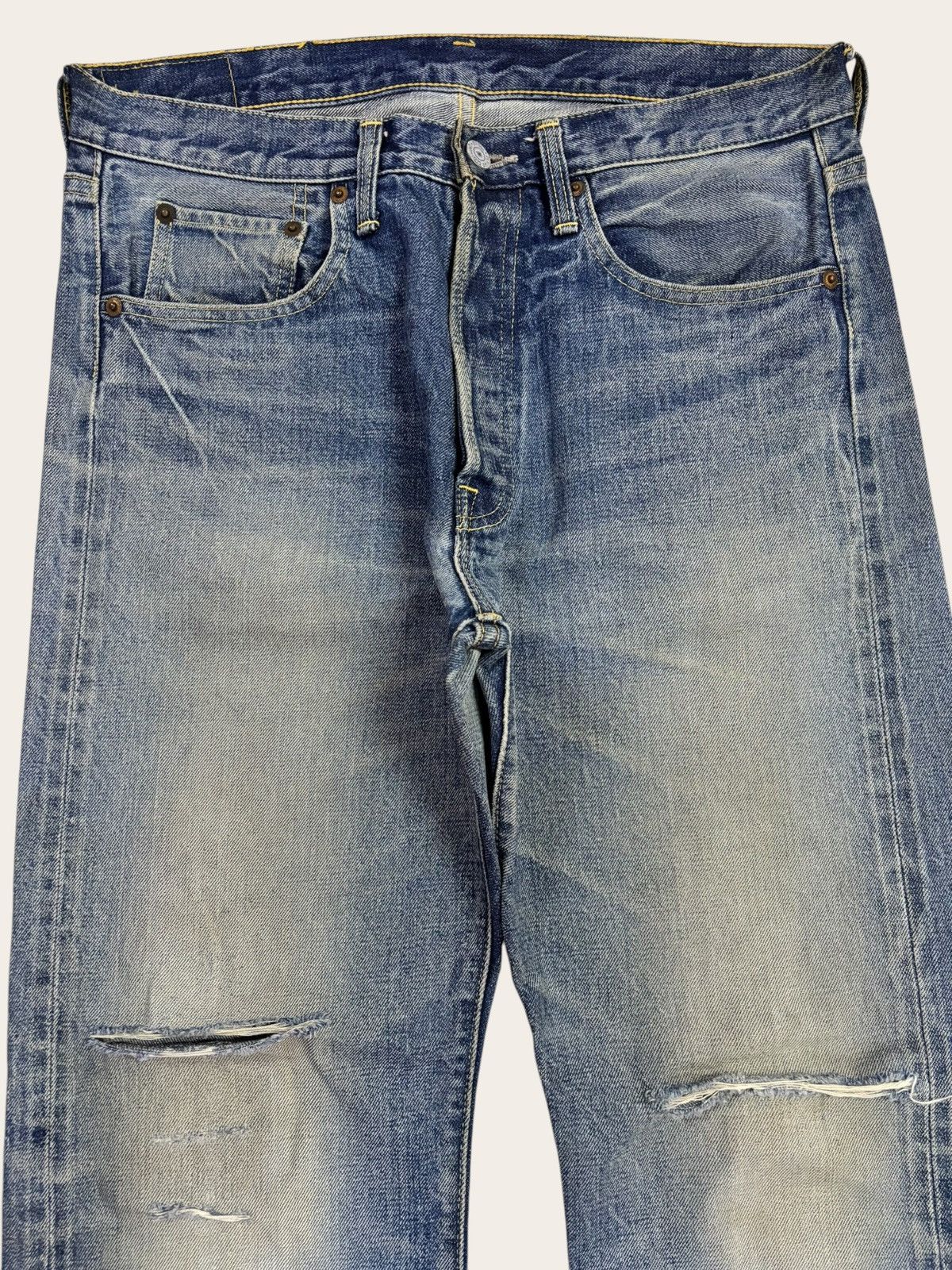 Denime 80s Japan Denime Selvedge Distress Jeans Size US 31 - 4 Thumbnail