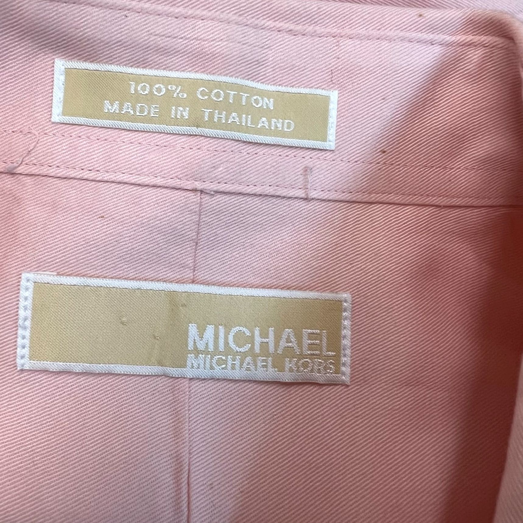 Michael Kors Michael Kors Dress Shirt Men 15.5 32/33 Pink Cotton Long Sleeve Button-Up Shirt Mens Size 40R - 6 Thumbnail