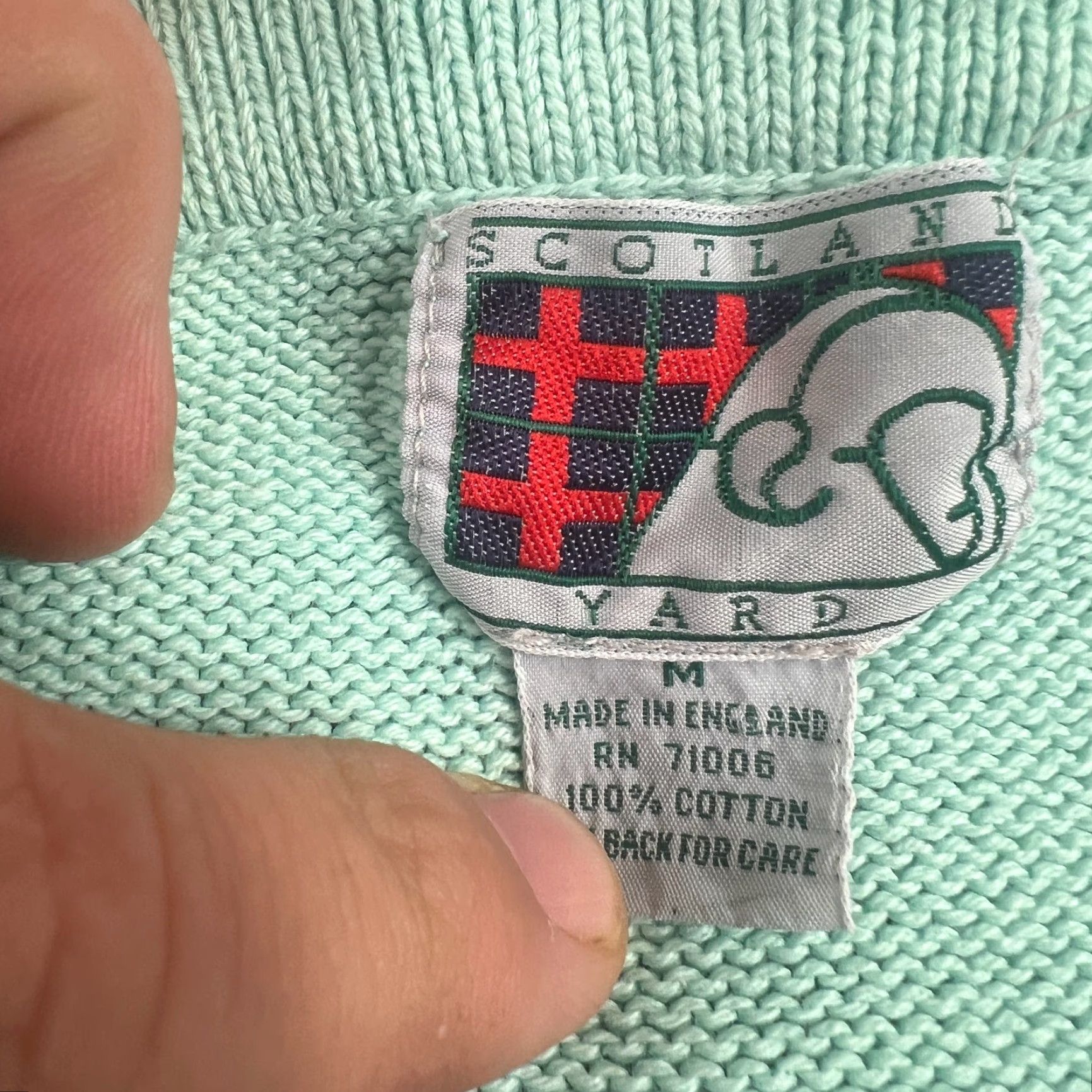 Altea VINTAGE Scotland Yard Knit Sweater Vest Top Teal Sleeveless Medium Women Size M / US 6-8 / IT 42-44 - 3 Thumbnail