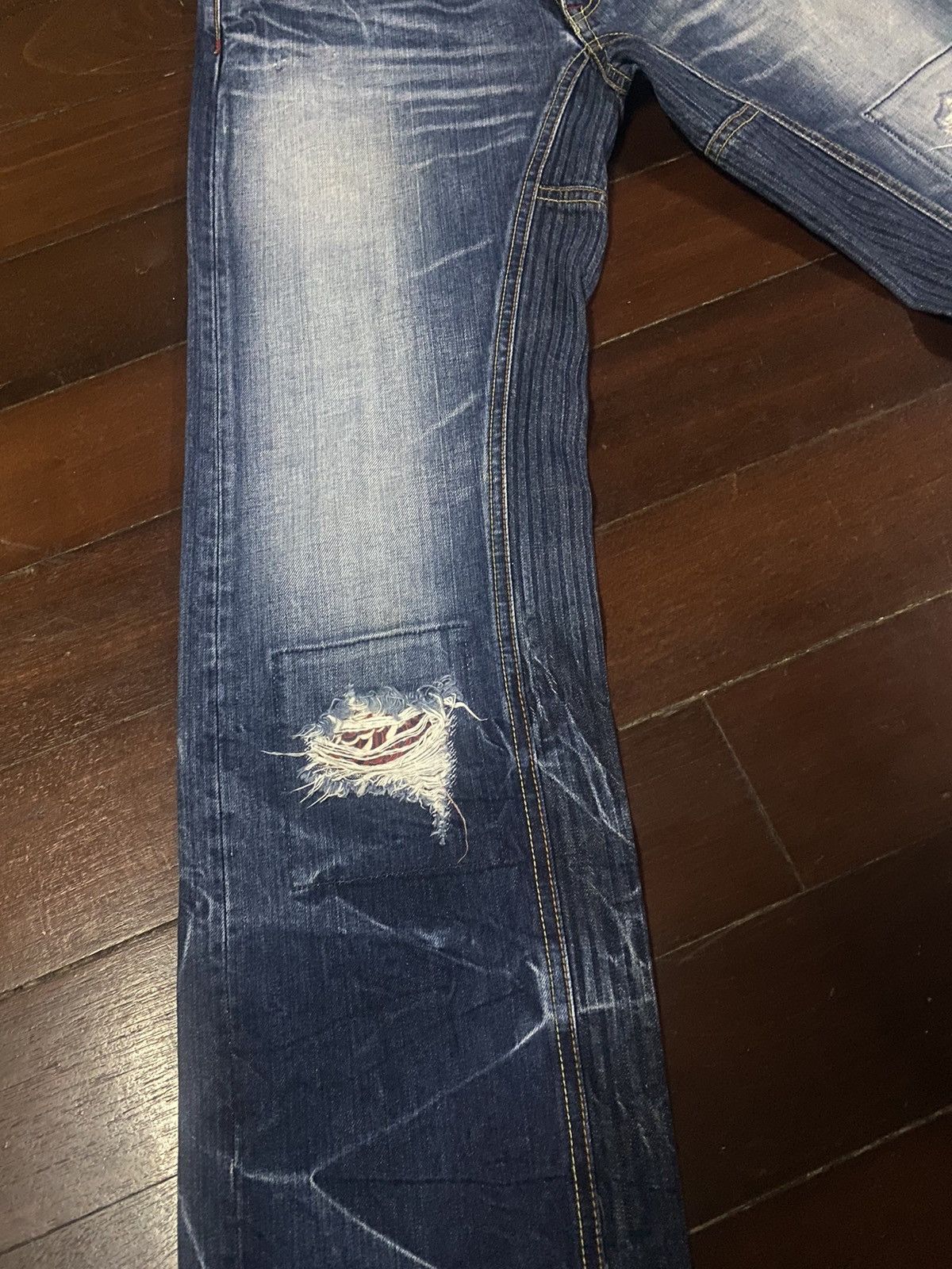 Eternal × Japanese Brand Vintage 90s🔥ETERNAL🔥Distressed Sukajan Hybrid Jeans B1 Size US 34 / EU 50 - 11 Thumbnail
