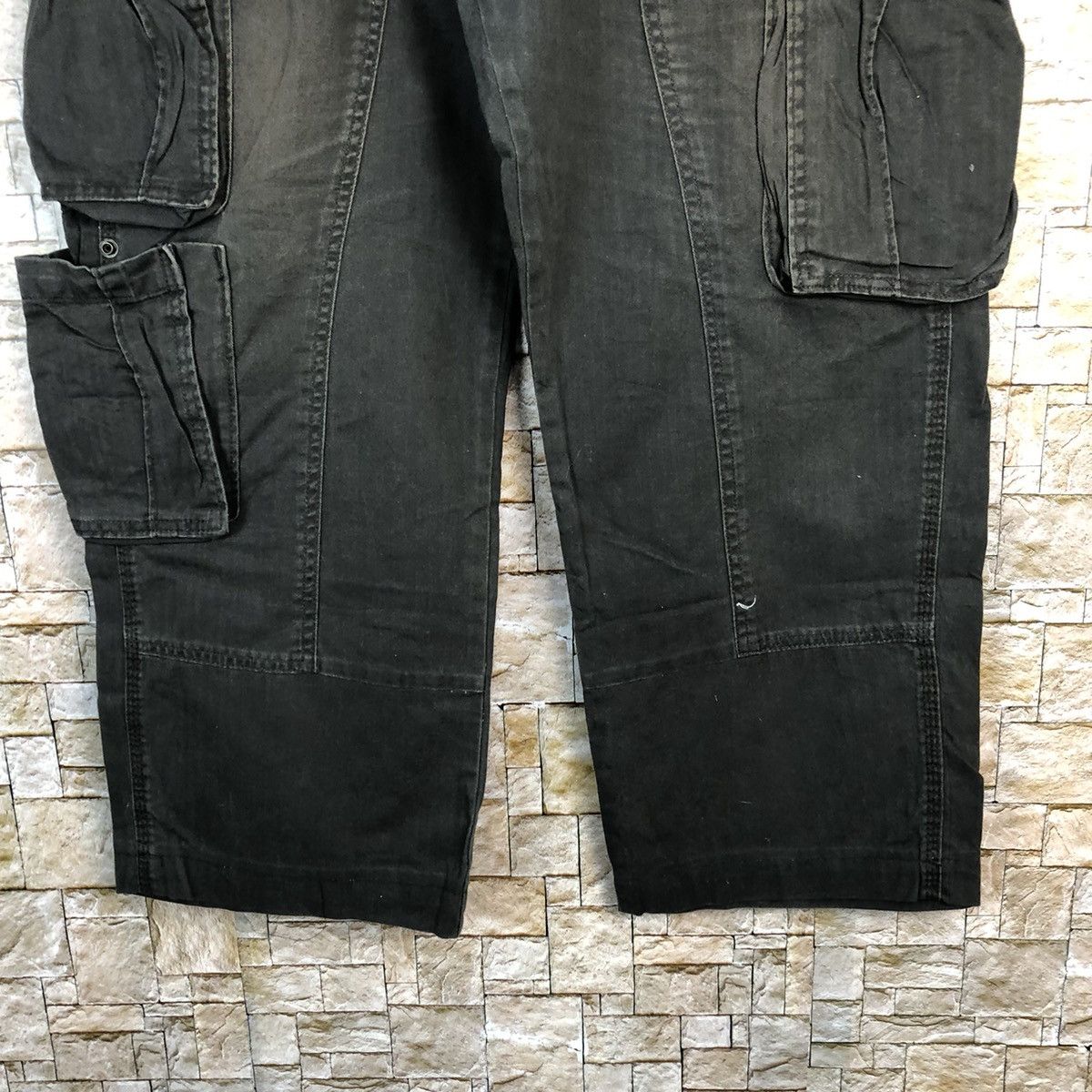 Japanese Brand Gap Black faded Cargo utility Multipocket Pants #A737 Size US 36 / EU 52 - 7 Thumbnail