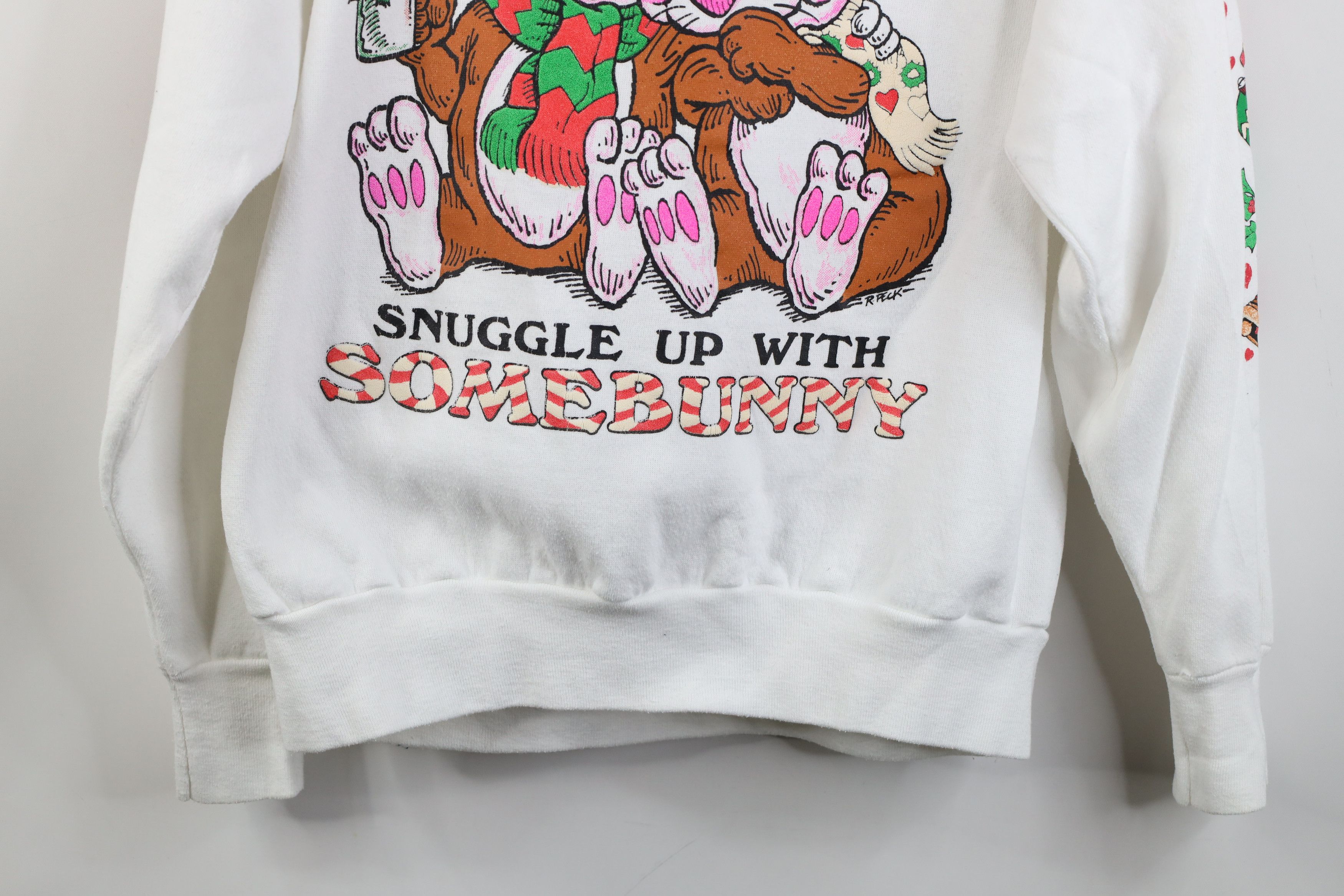 Vintage Vintage 90s Streetwear Christmas Snow Bunny Heart Sweatshirt Size L / US 10 / IT 46 - 16 Thumbnail